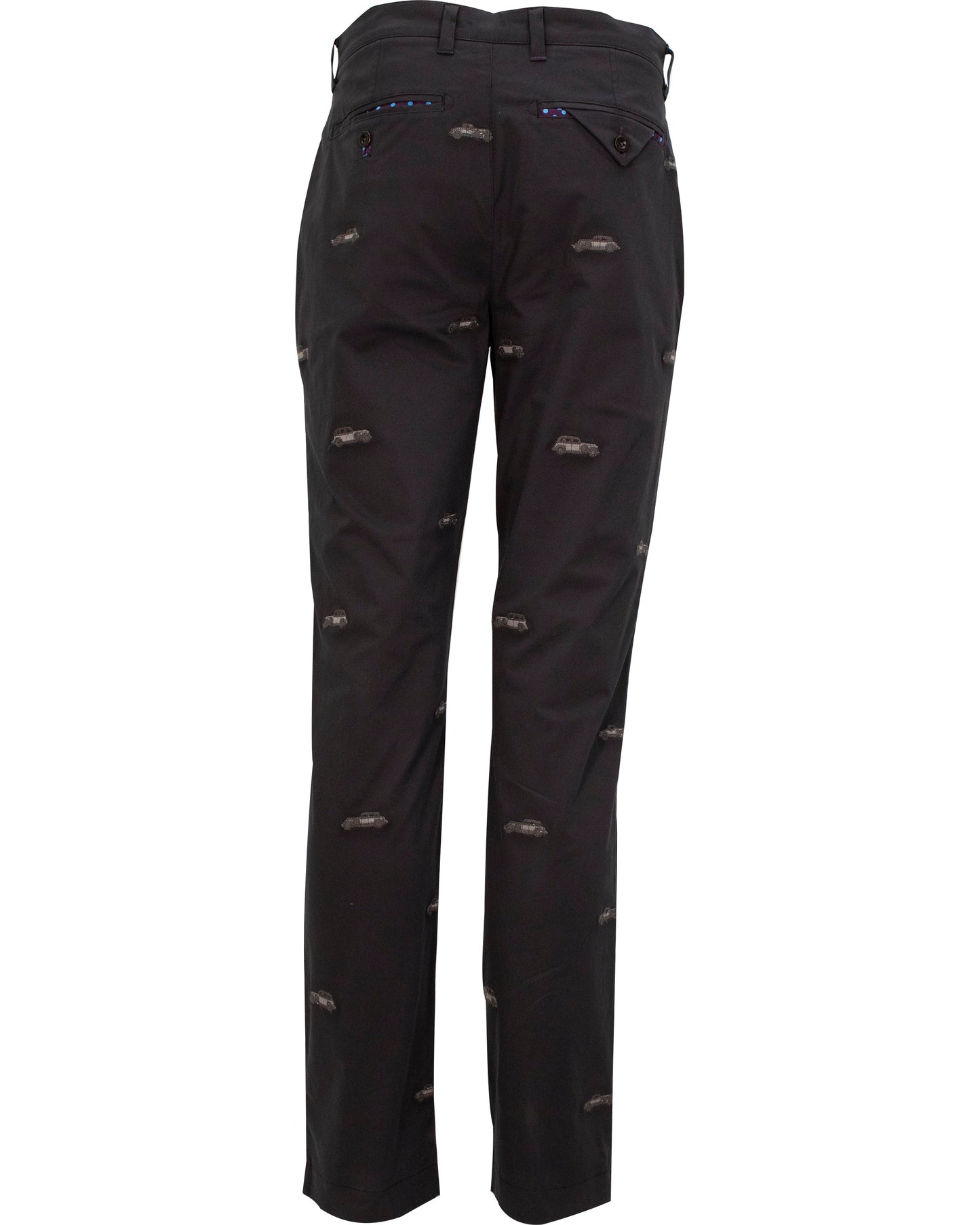 Charles Cars Embroidery Black Pants