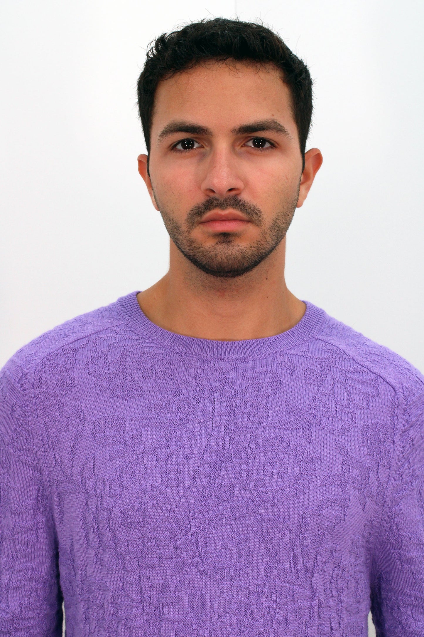 COLIN JACQUARD MERINO PAISLEY SWEATER IN LAVENDER