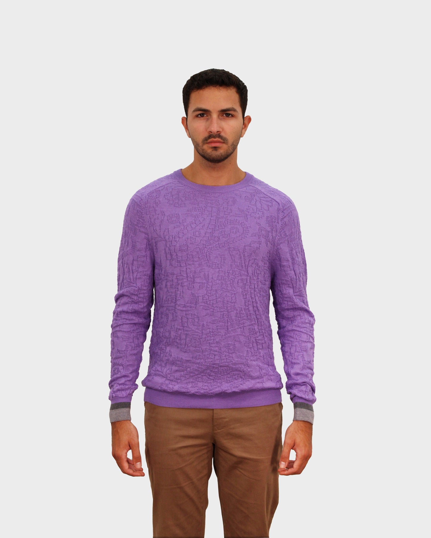 COLIN JACQUARD MERINO PAISLEY SWEATER IN LAVENDER