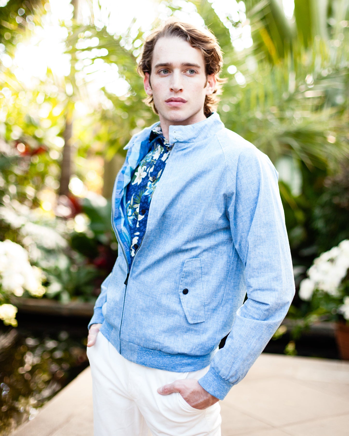 Harry Linen Blue Bomber Jacket