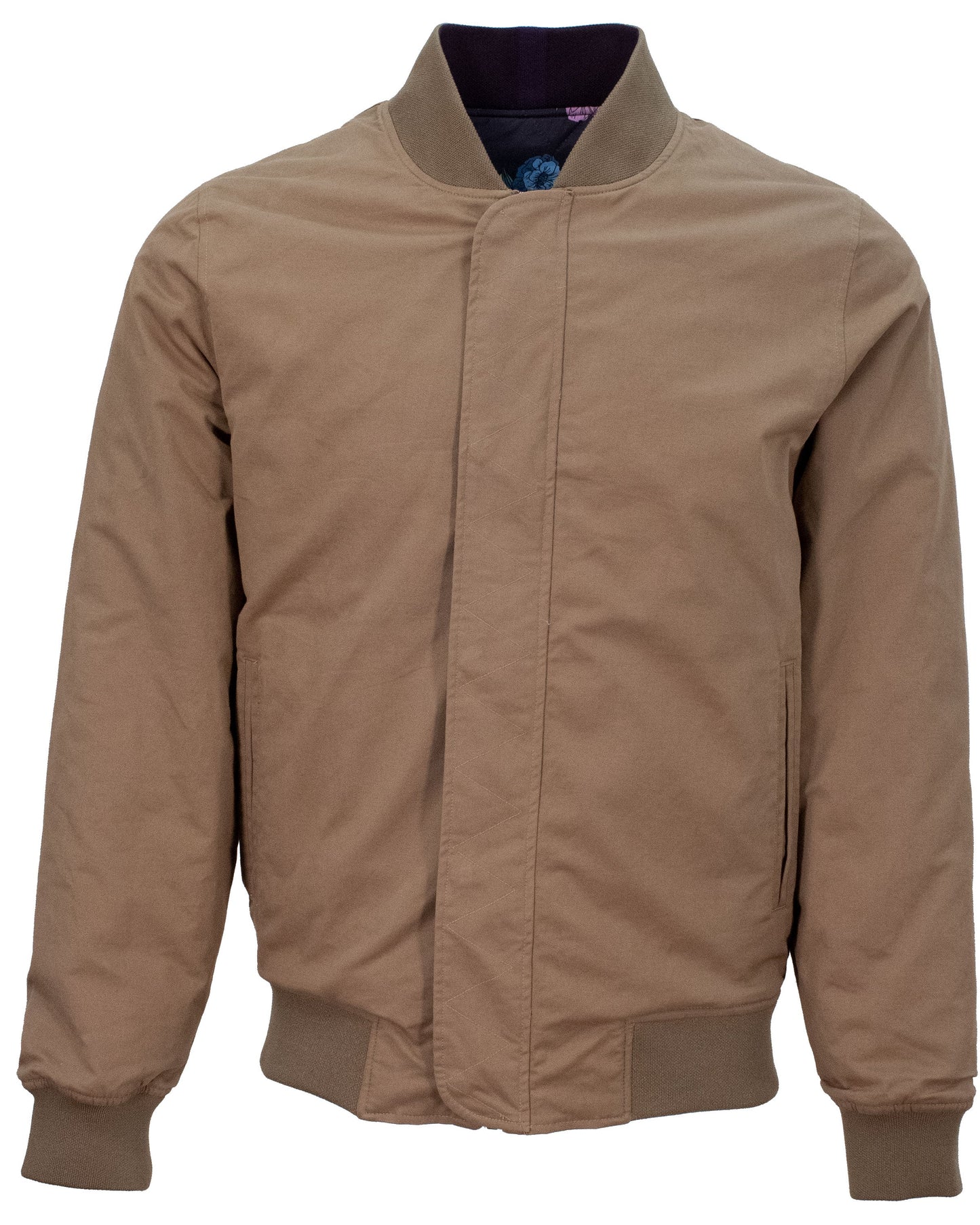 RON SPACED FLORAL REVERSIBLE JACKET - TAN