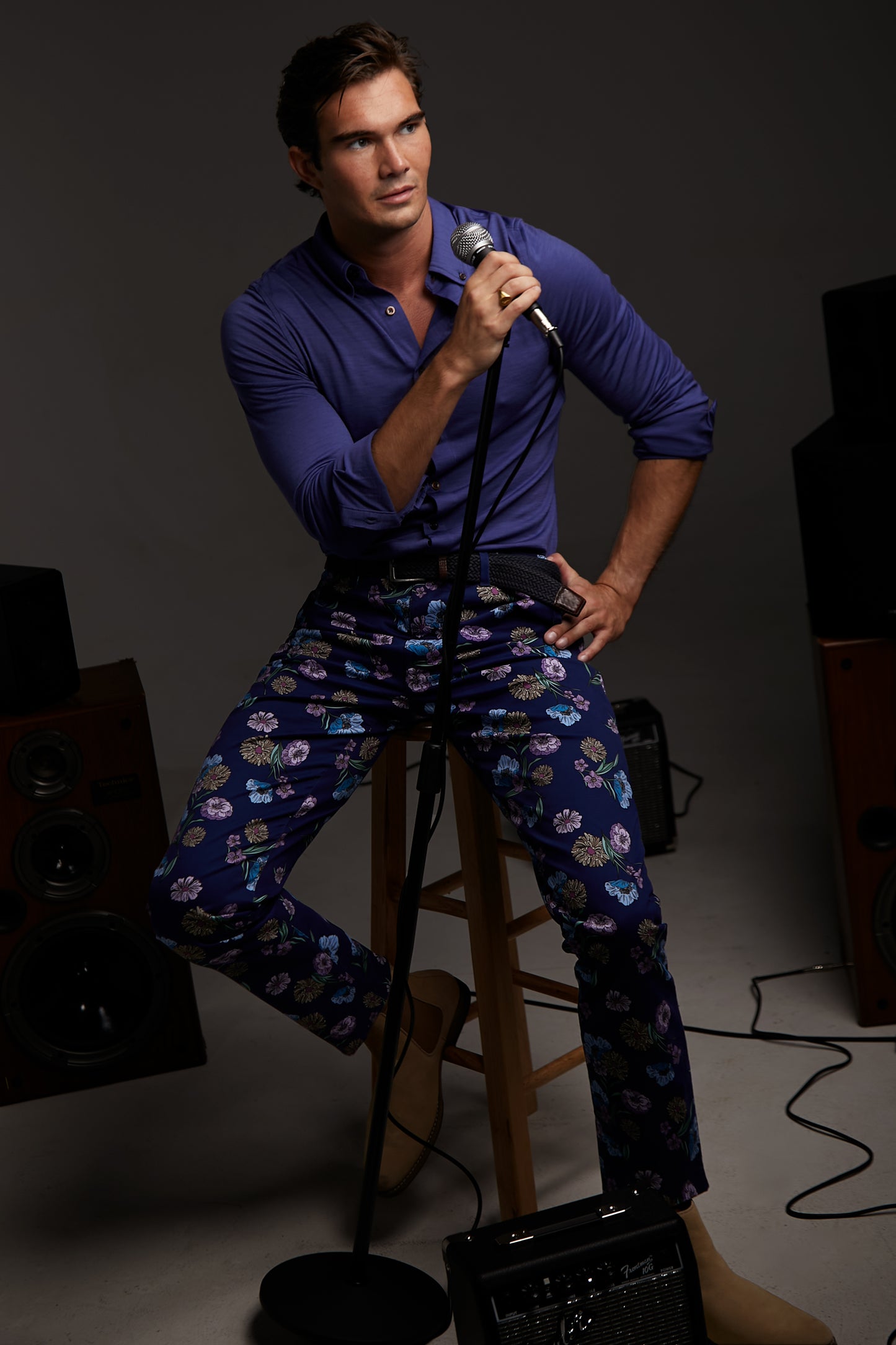 JACK LUX SPACED FLORAL PANT - NAVY