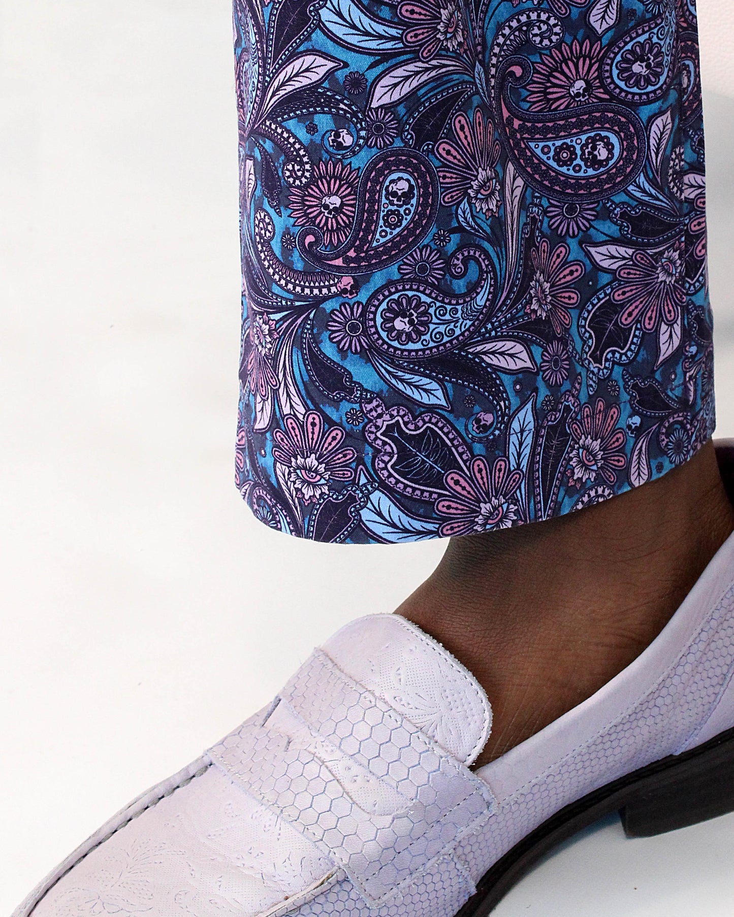 CHARLES SKULL PAISLEY PANTS - SAPPHIRE