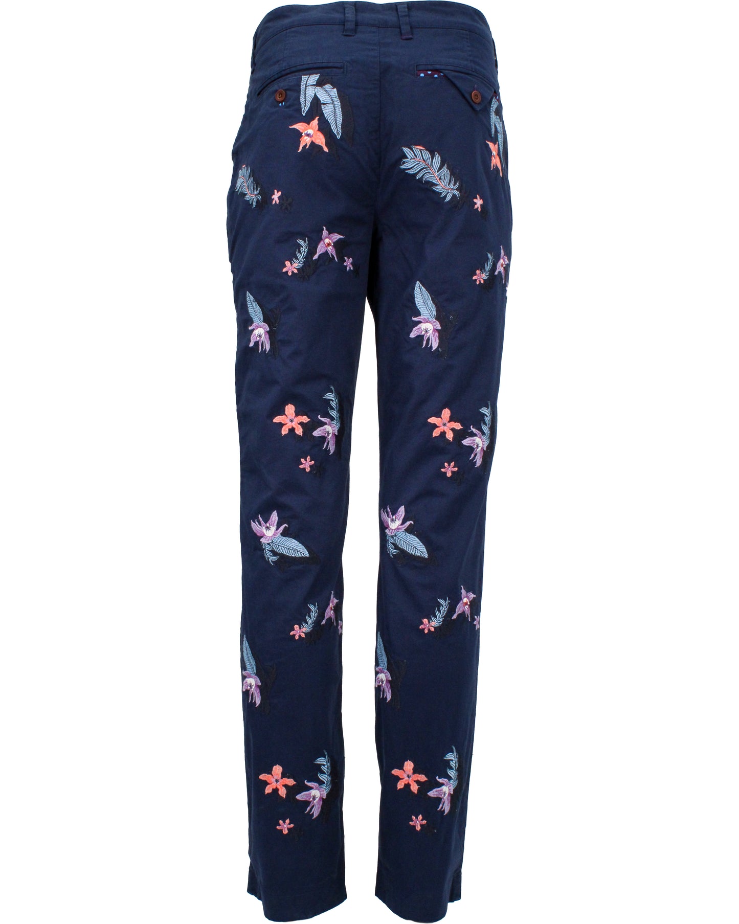 CHARLES FLOWER EMBROIDERY PANT - NAVY