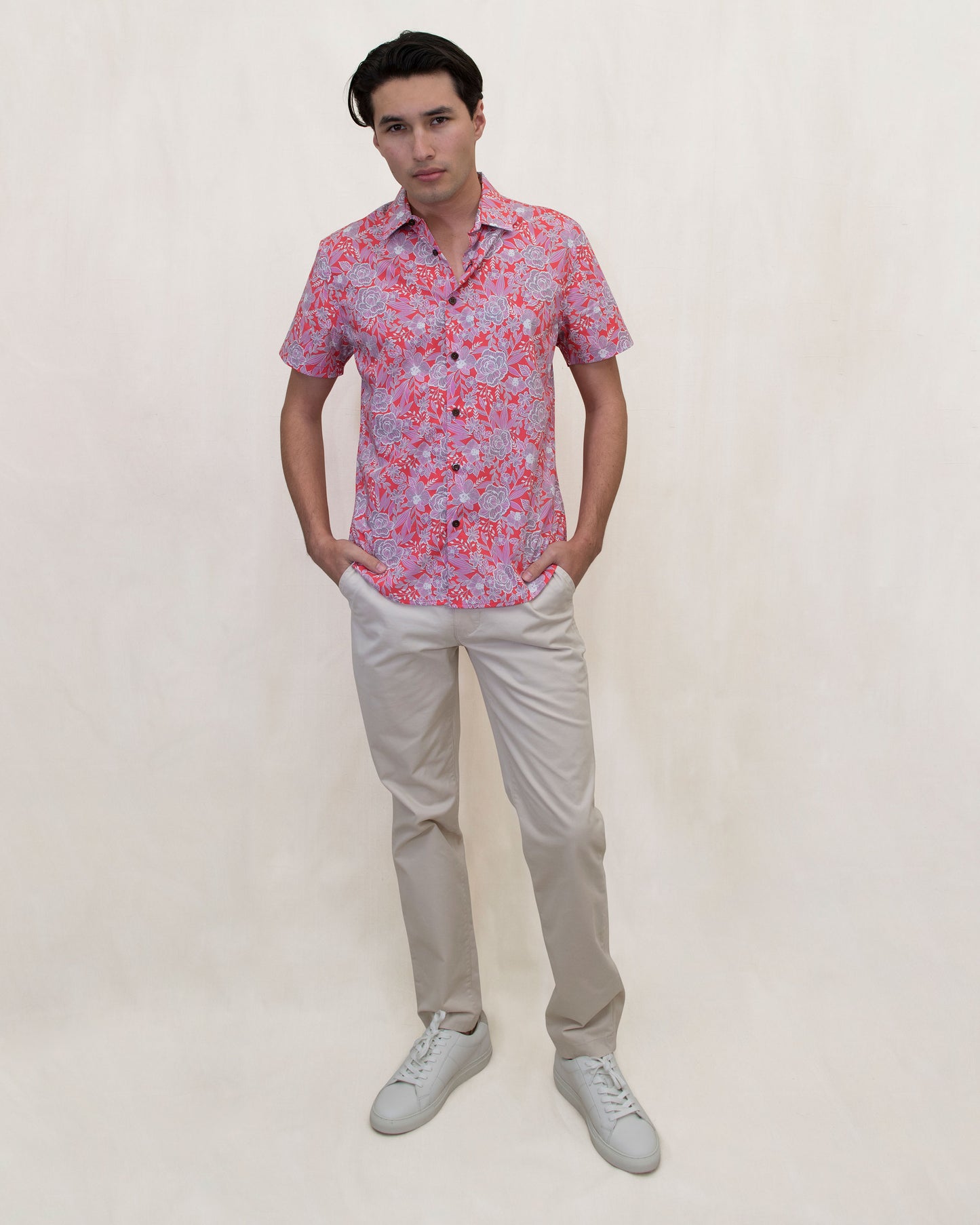 SCOTT HANDCUT FLORAL SHIRT - MELON