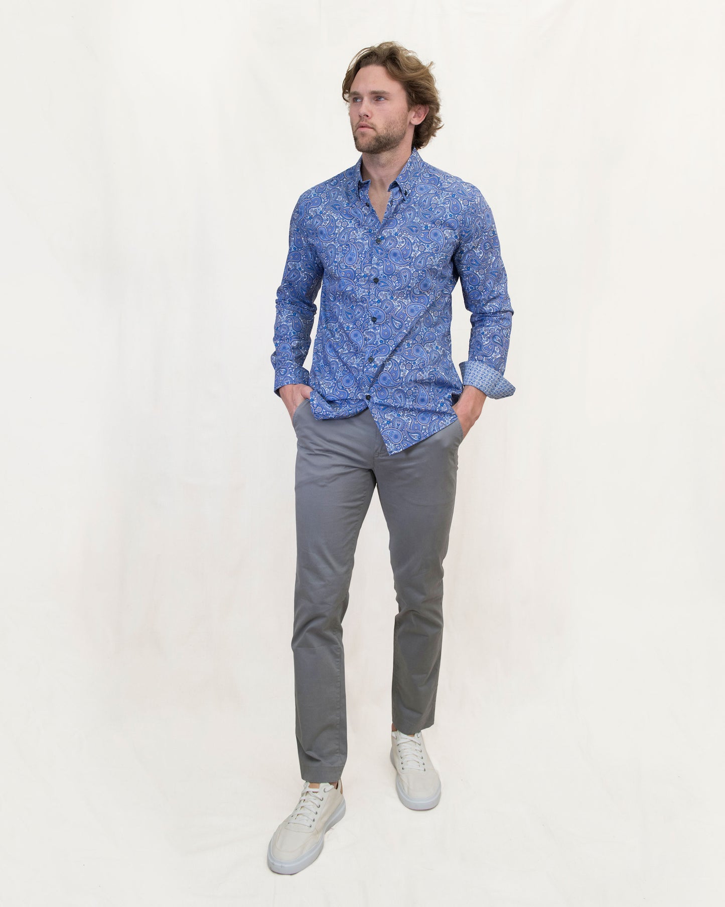 MORRIS POW PAISLEY SHIRT - BLUE