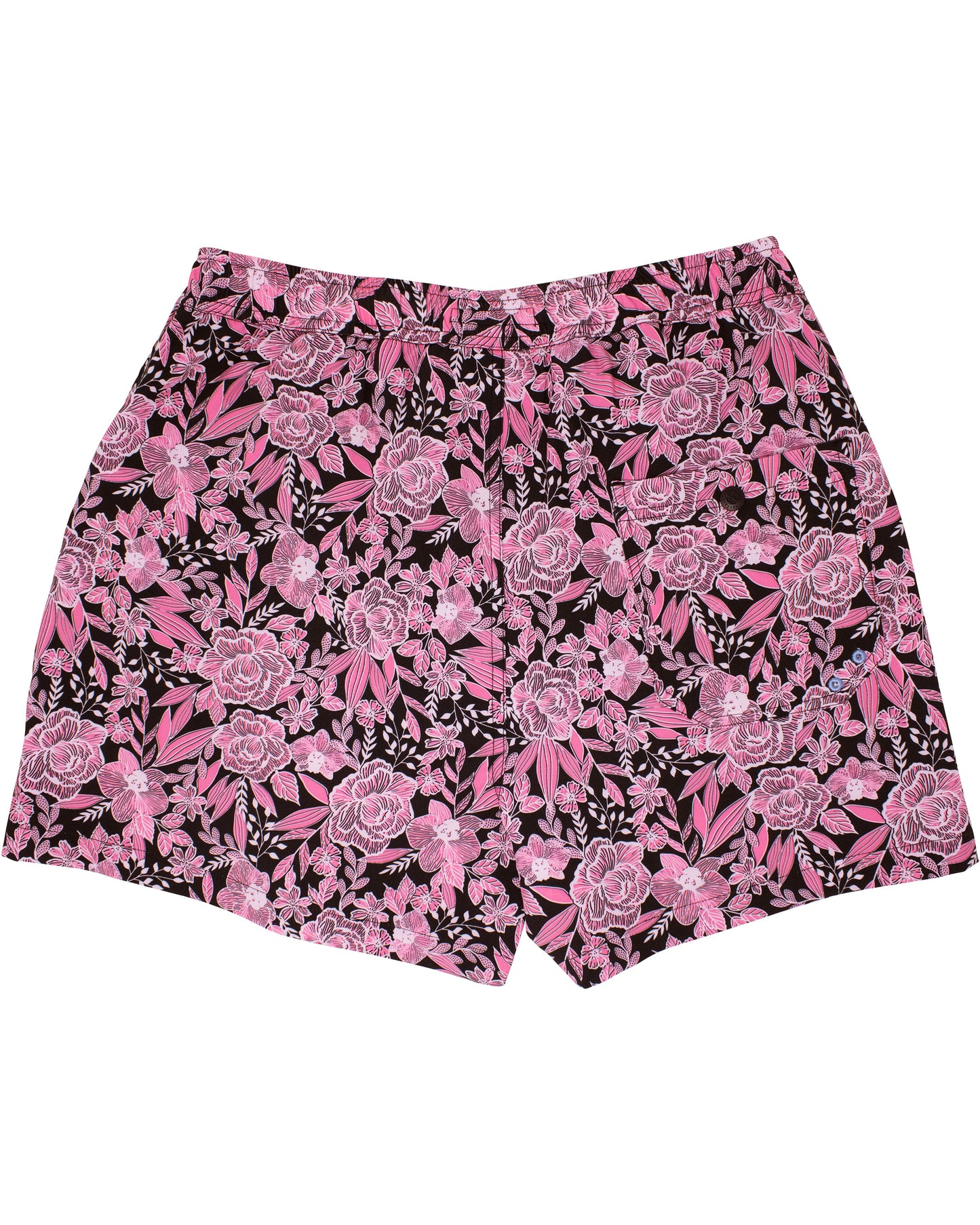 QUACK CUTOUT FLORAL SWIM SHORT - BLACK
