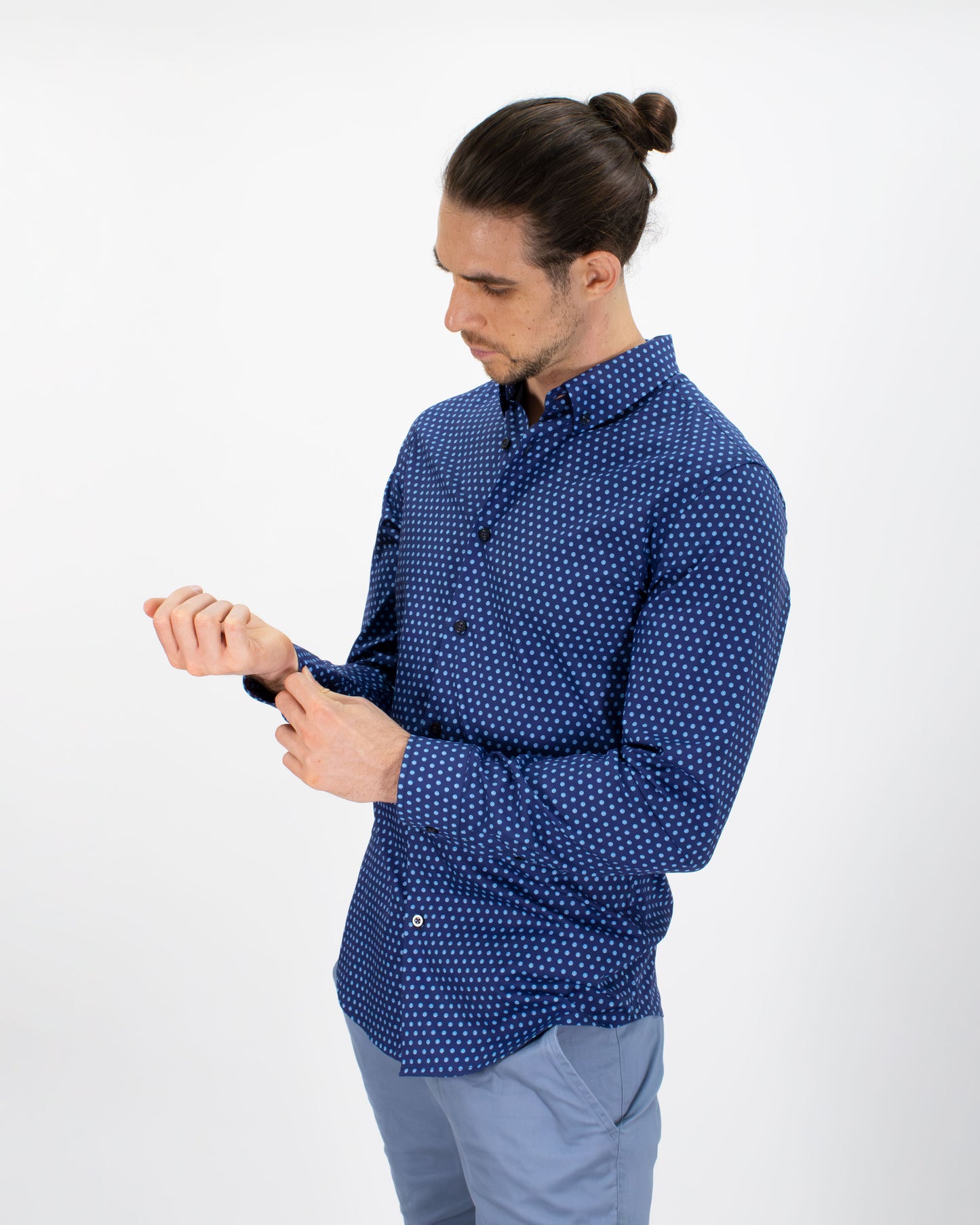 MITCHELL PEACE POLKADOT SHIRT - SAPPHIRE