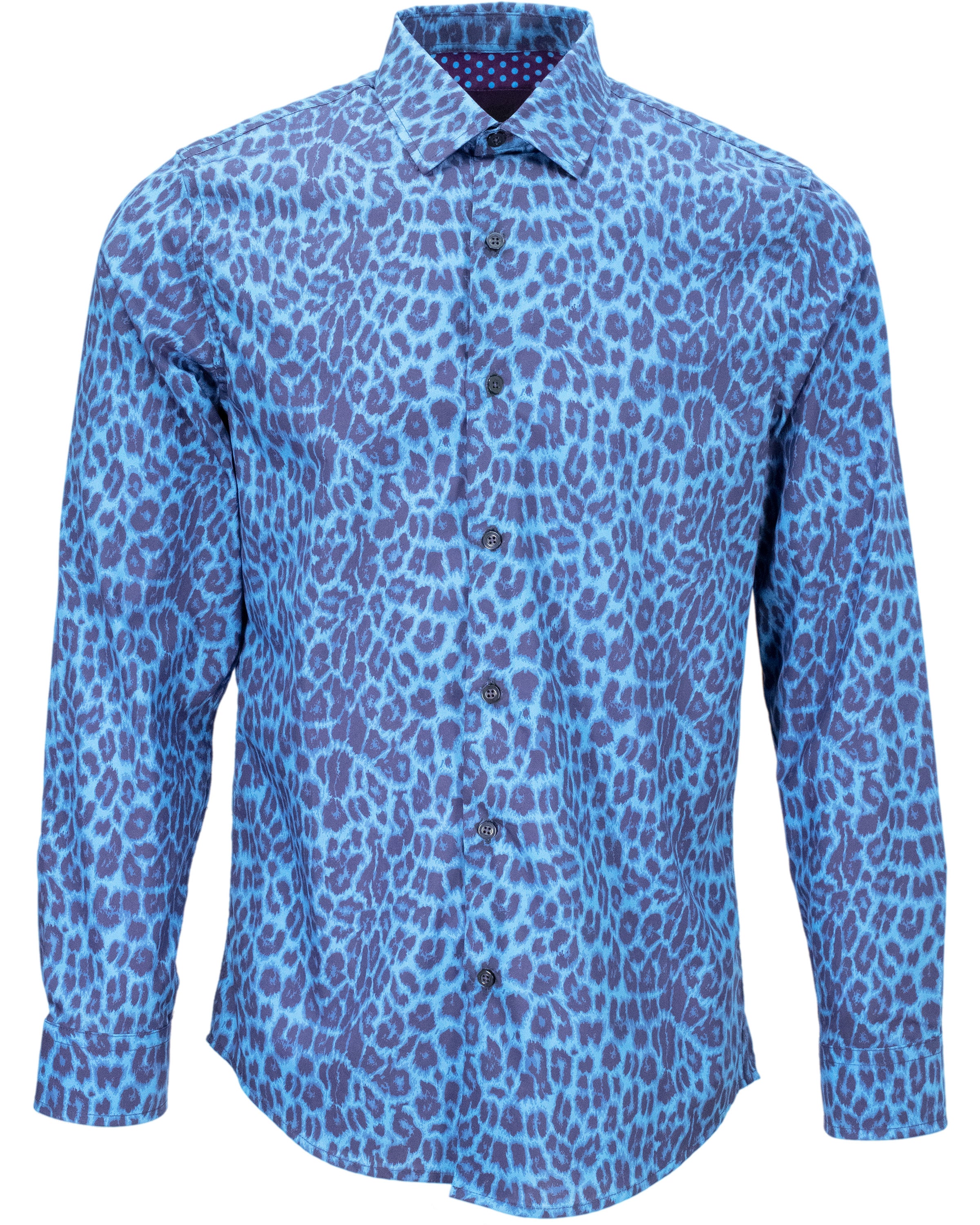 Mens blue shop leopard print shirt