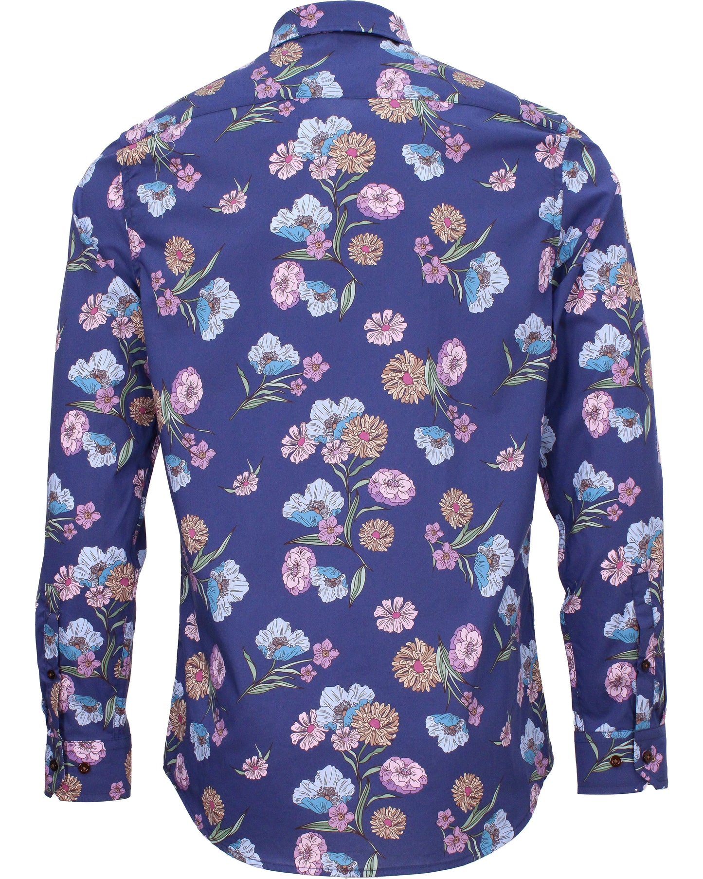 NIGEL SPACED FLORAL SHIRT - NAVY