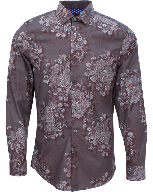 NORMAN RANDOM PAISLEY SHIRT - SMOKE
