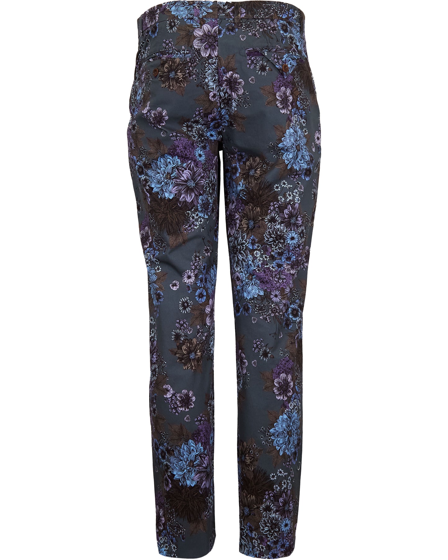 CASPIAN MARCO FLORAL STRETCH COTTON CHINO PANT - CHARCOAL