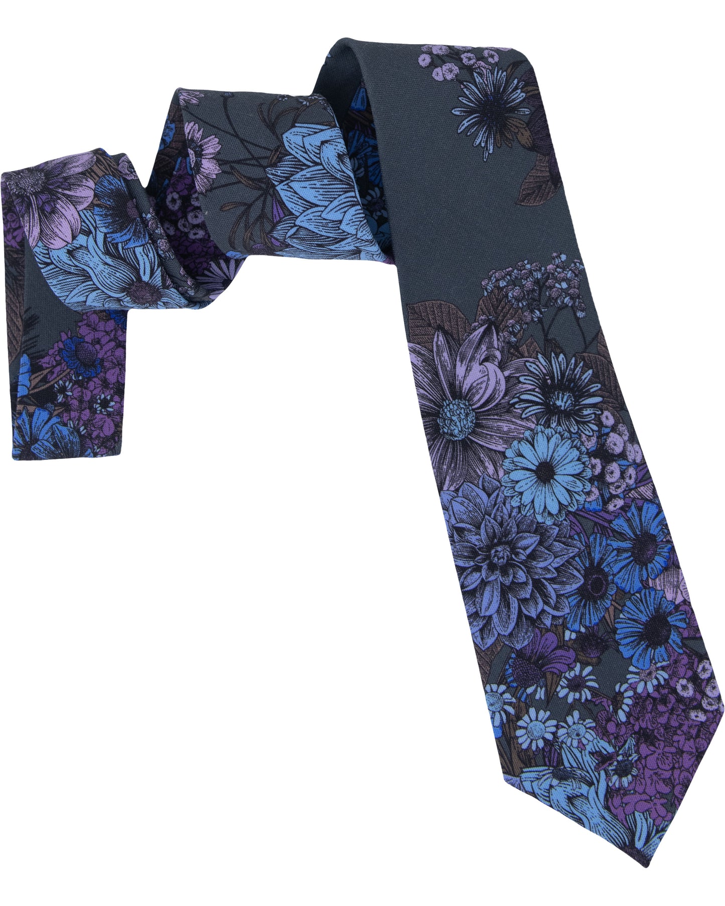 TADDEO MARCO FLORAL MERINO TIE - CHARCOAL