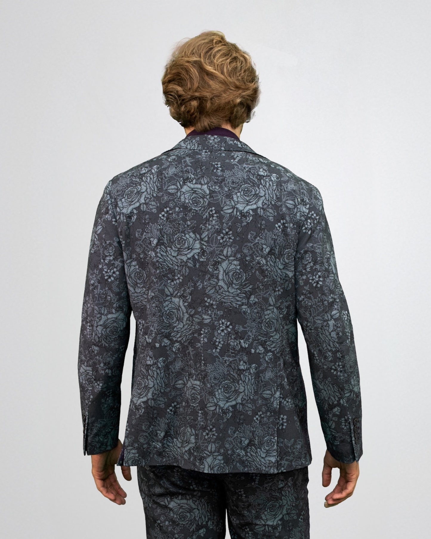 JUDD FULLY LINED ROMA FLORAL TAILORED WOOL BLAZER - CHARCOAL