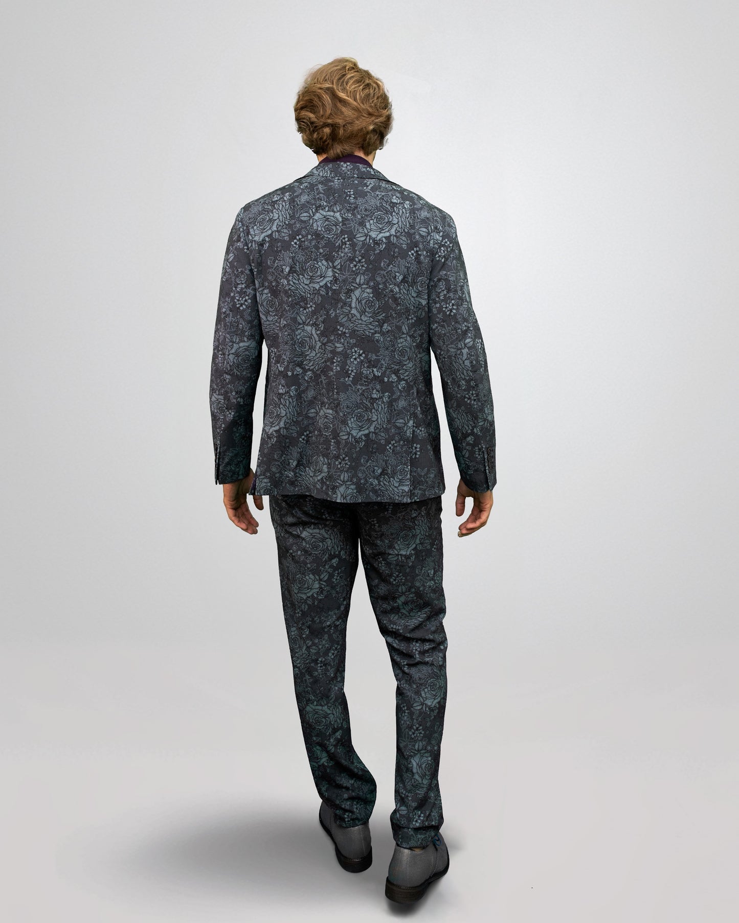 JUDD FULLY LINED ROMA FLORAL TAILORED WOOL BLAZER - CHARCOAL