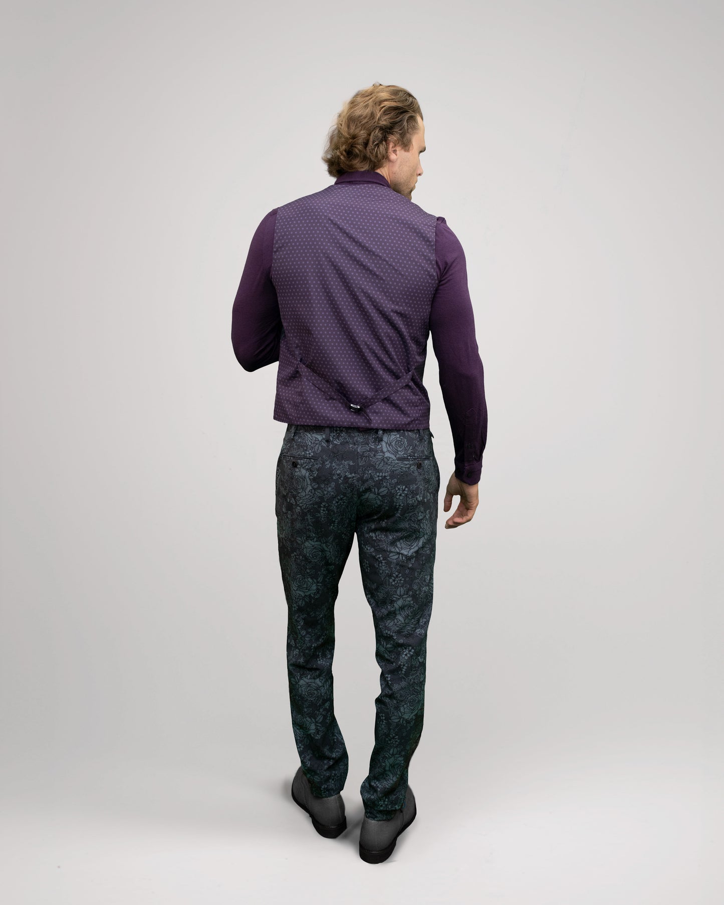 PAXTON ROMA FLORAL TAILORED WOOL PANT - CHARCOAL