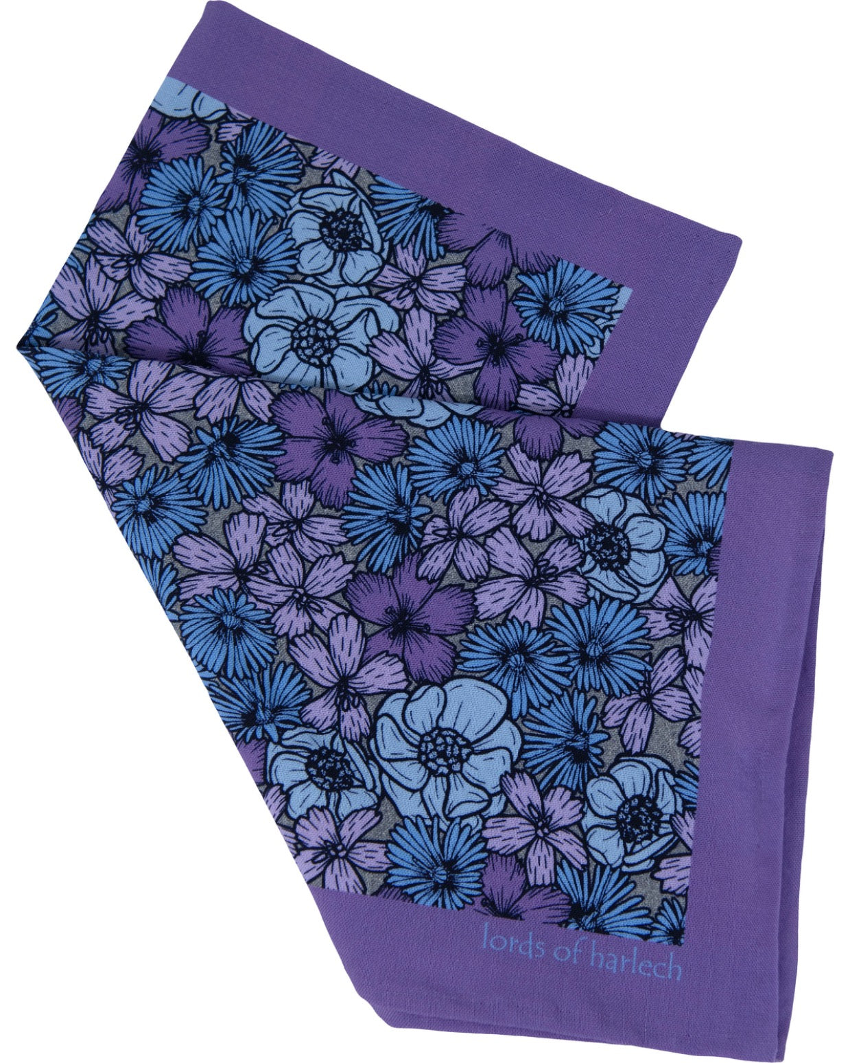 HUDSON DENSE FLORAL MERINO HANDKERCHIEF POCKET SQUARE - LAVENDER
