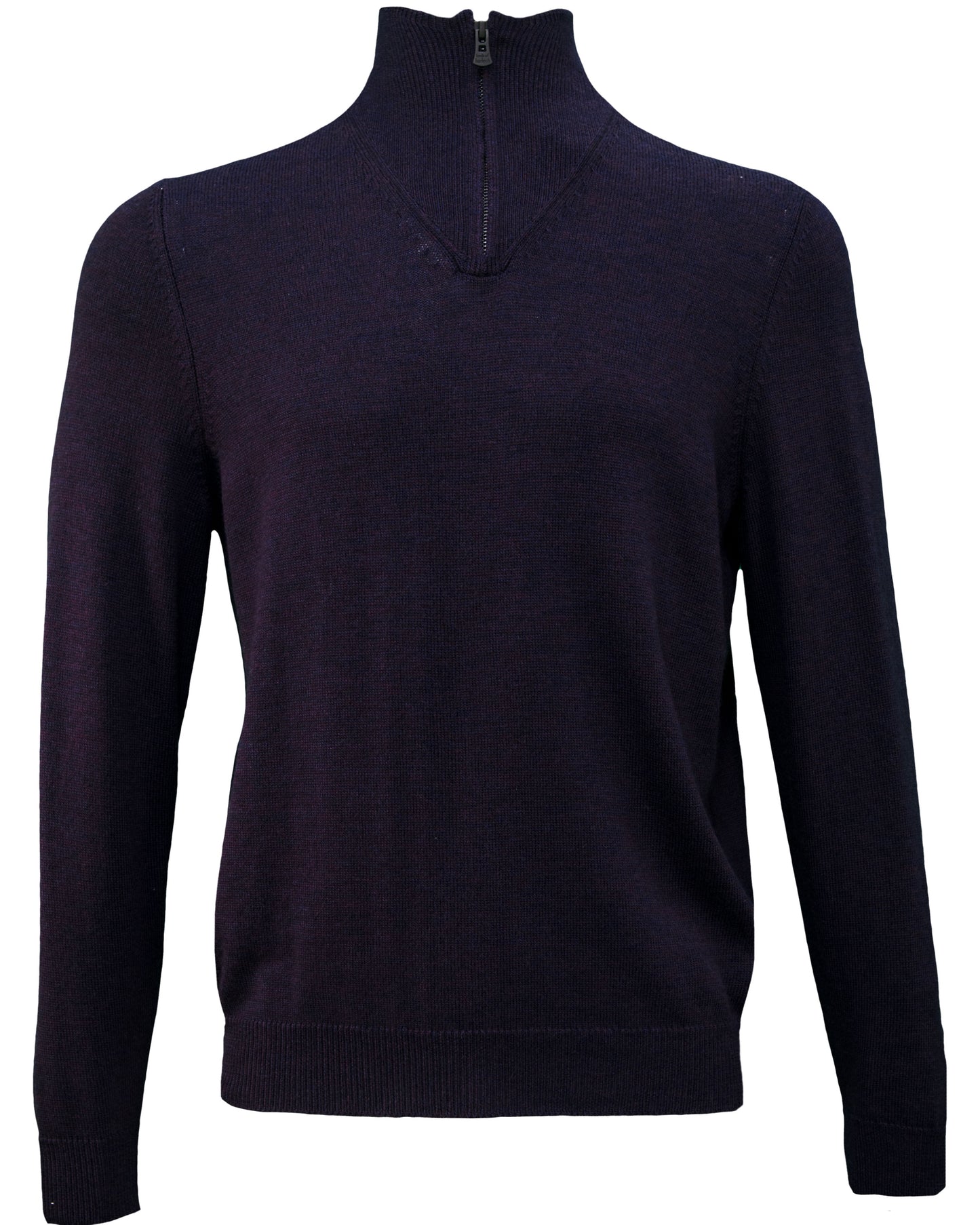 QUEST FULLY FASHIONED QUARTER-ZIP MERINO SWEATER - NAVY PLUM TWIST