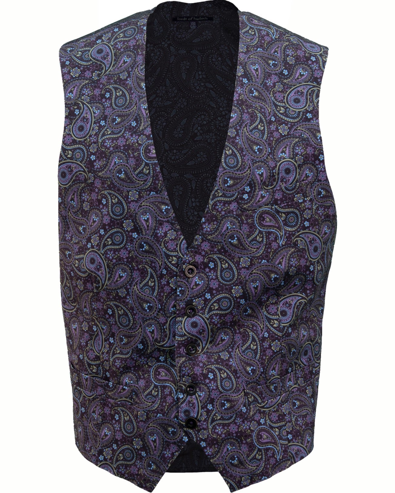 WILBUR TRIBUNE PAISLEY WAISTCOAT VEST - PLUM