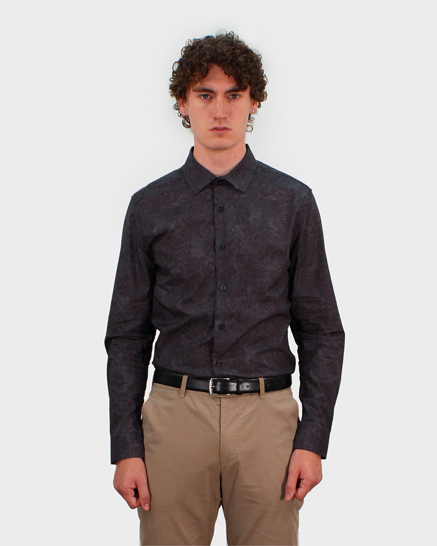 NIGEL PAISLEY SWIRL SHIRT IN BLACK
