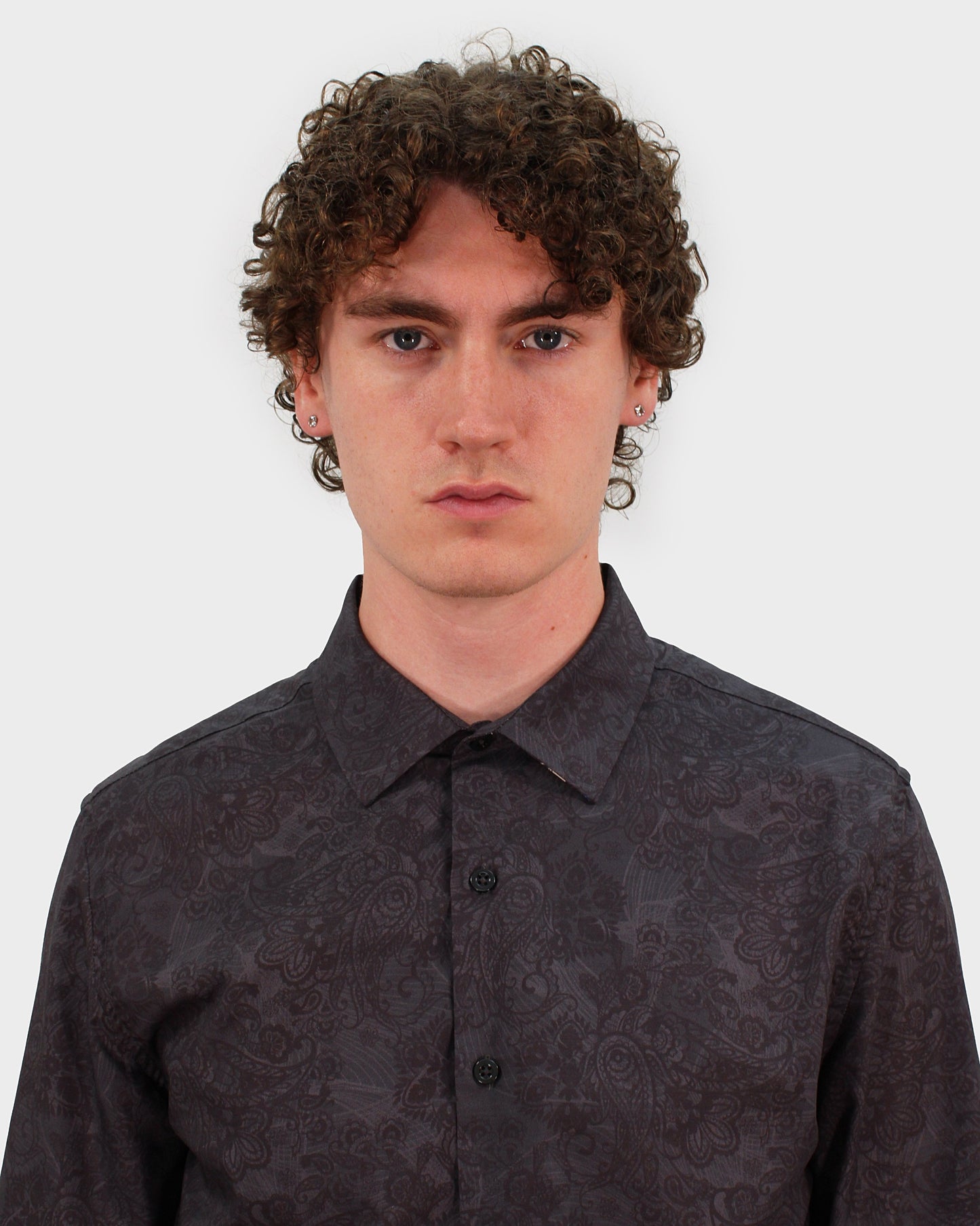 NIGEL PAISLEY SWIRL SHIRT IN BLACK