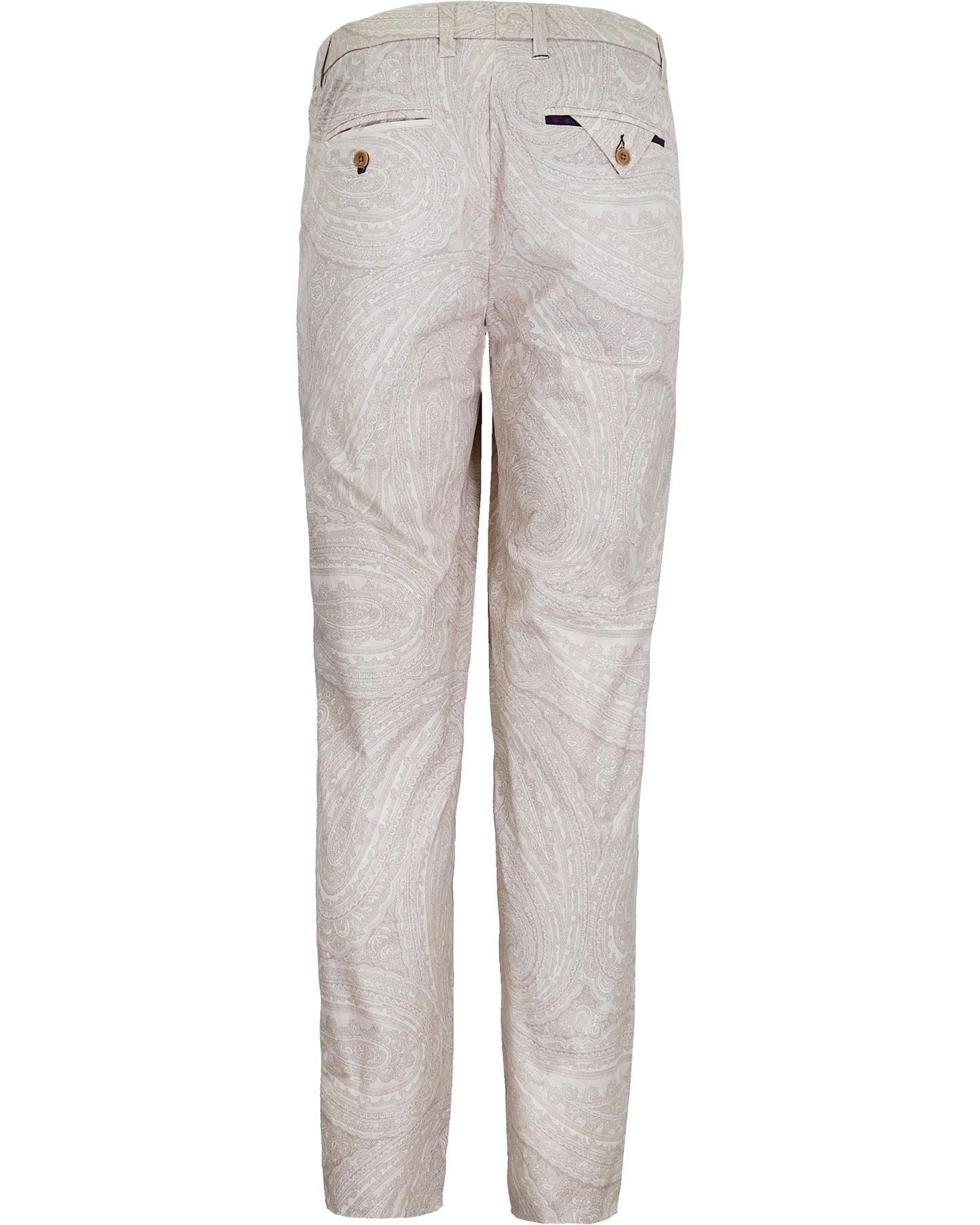 CASPIAN WILD PAISLEY OXFORD STRETCH COTTON CHINO PANT - IVORY