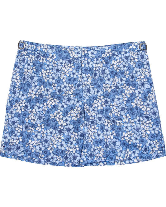 NEPTUNE DENSE TAILORED SWIM SHORT - FLORAL BLUE