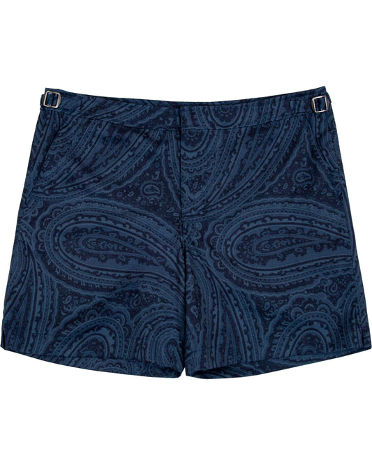 NEPTUNE WILD PAISLEY OXFORD TAILORED SWIM SHORT - NAVY