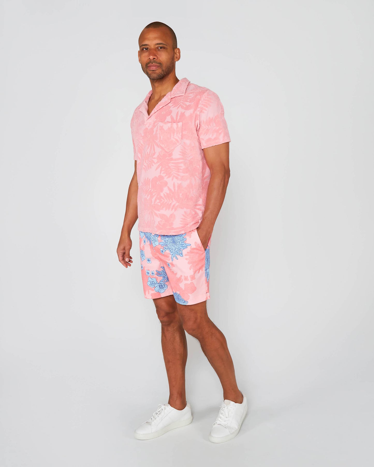 JOHNNY FARM FLORAL TOWEL POLO SHIRT - FRESH PINK