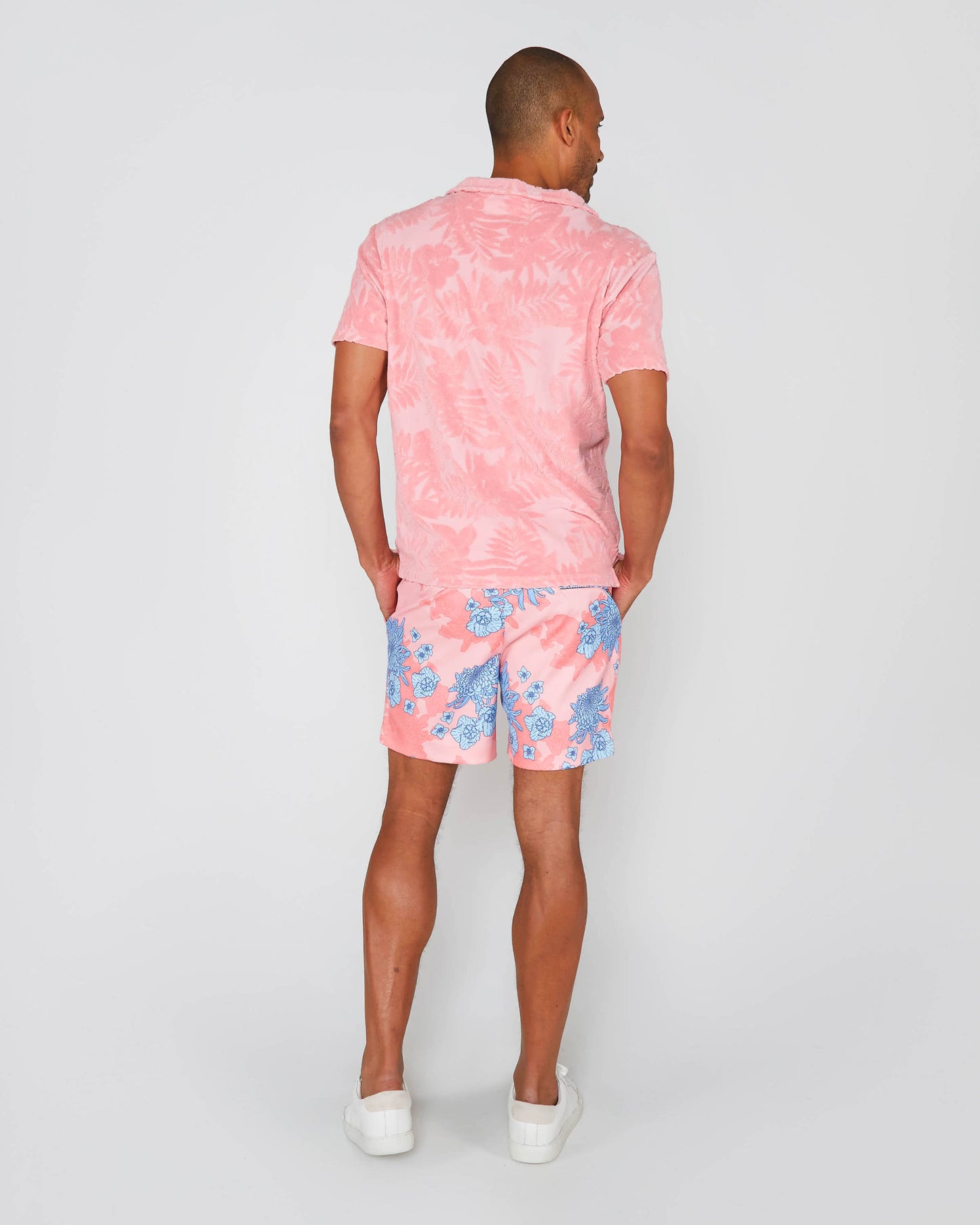 JOHNNY FARM FLORAL TOWEL POLO SHIRT - FRESH PINK