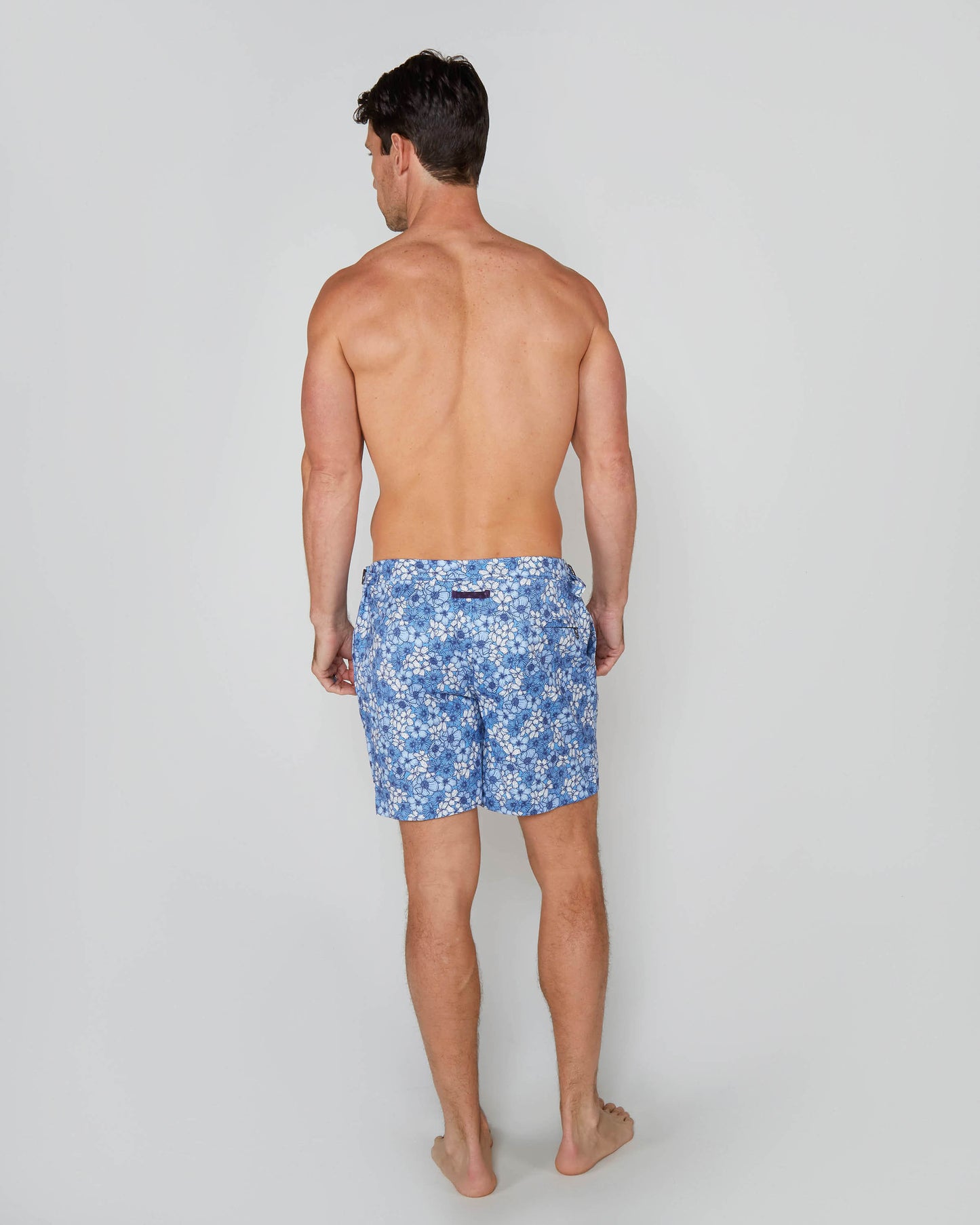 NEPTUNE DENSE FLORAL TAILORED SWIM SHORT - BLUE