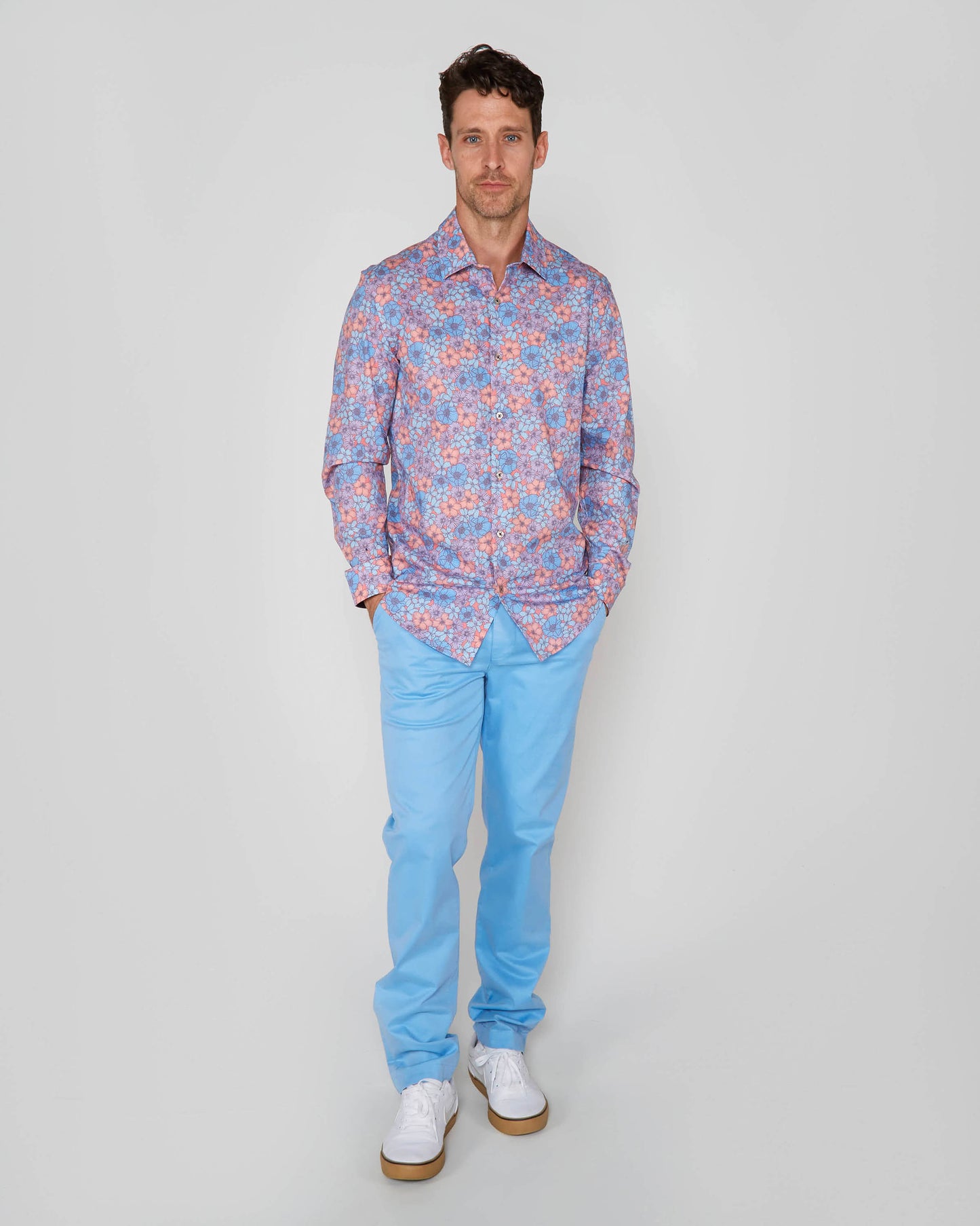 NICOLI DENSE FLORAL COTTON SHIRT - PINK