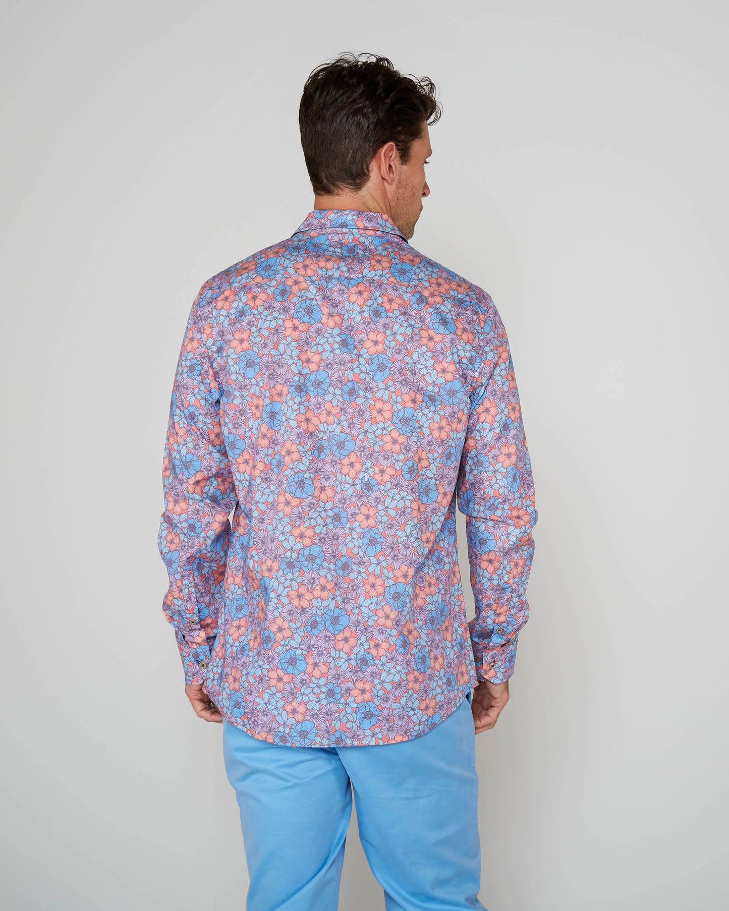 NICOLI DENSE FLORAL COTTON SHIRT - PINK