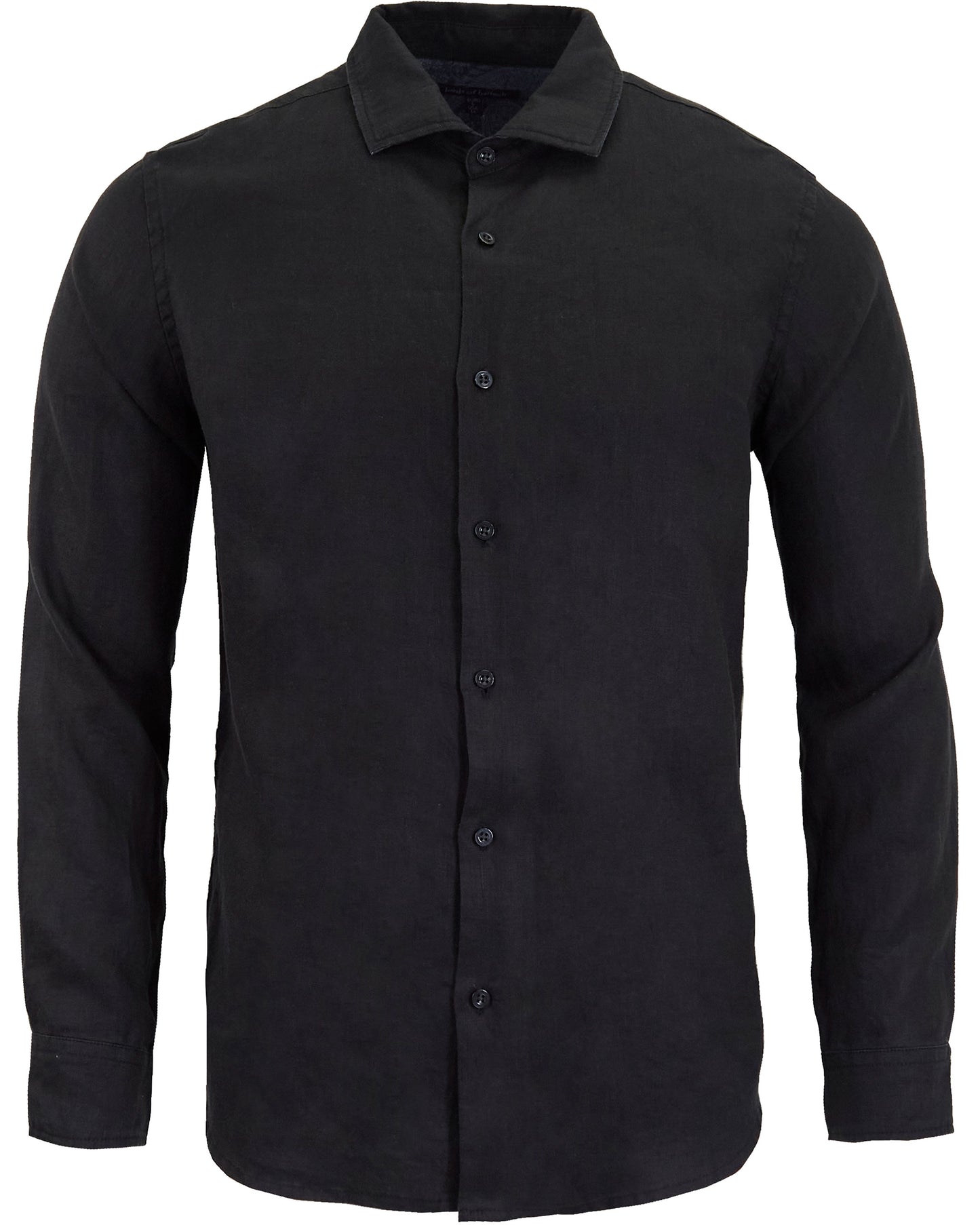 LIONEL LINEN BUTTON DOWN SHIRT - BLACK