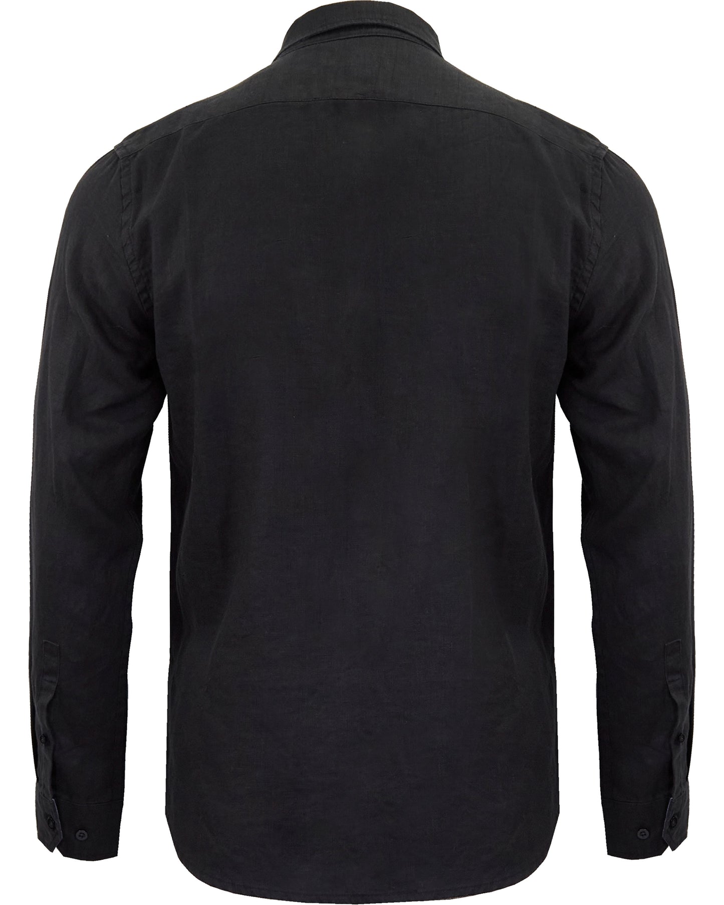 LIONEL LINEN BUTTON DOWN SHIRT - BLACK