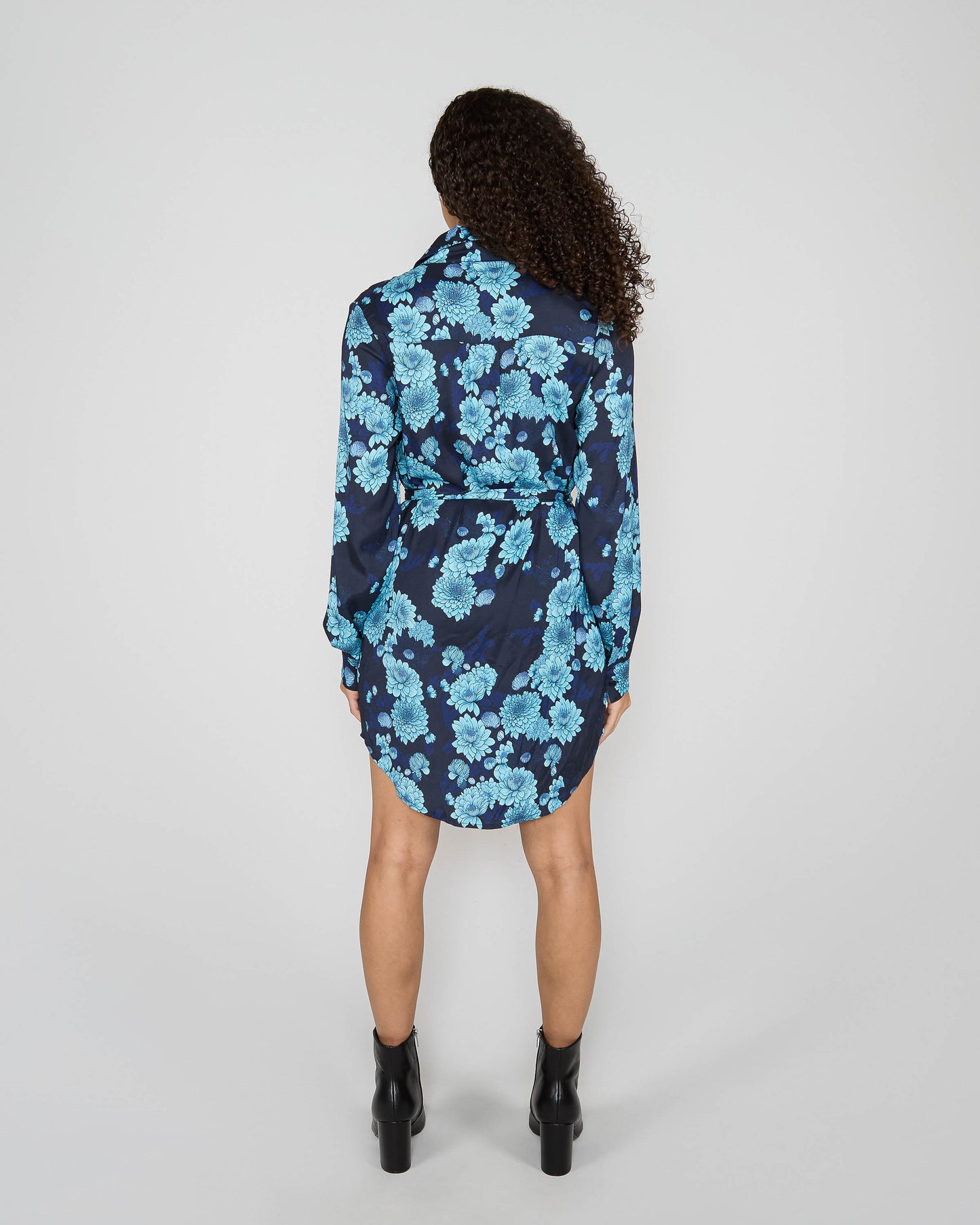 DORETHY SERIOUS FLORAL SHIRT DRESS - NAVY