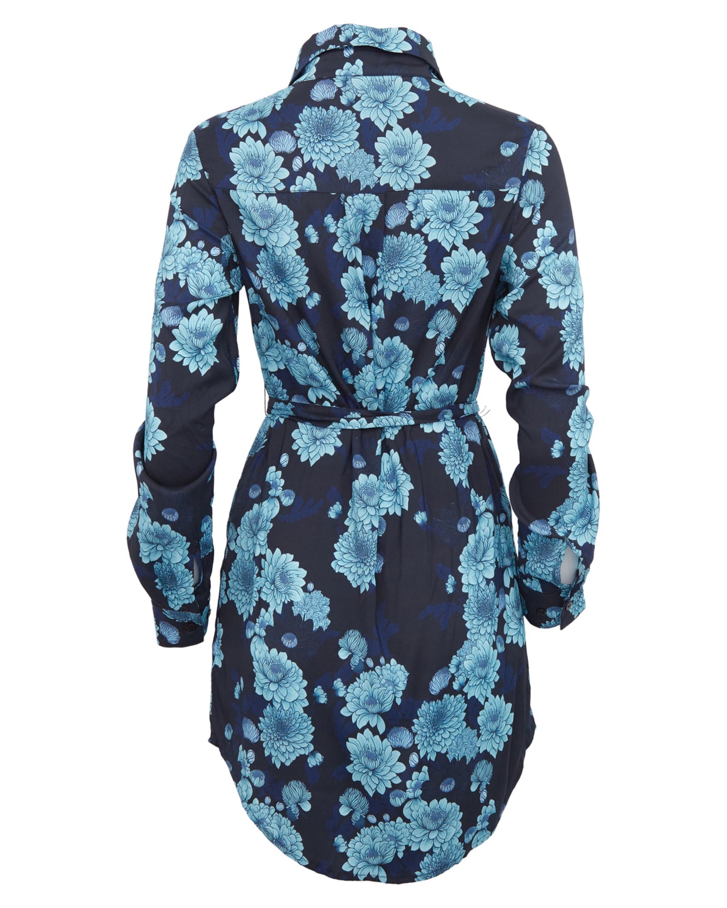 DORETHY SERIOUS FLORAL SHIRT DRESS - NAVY