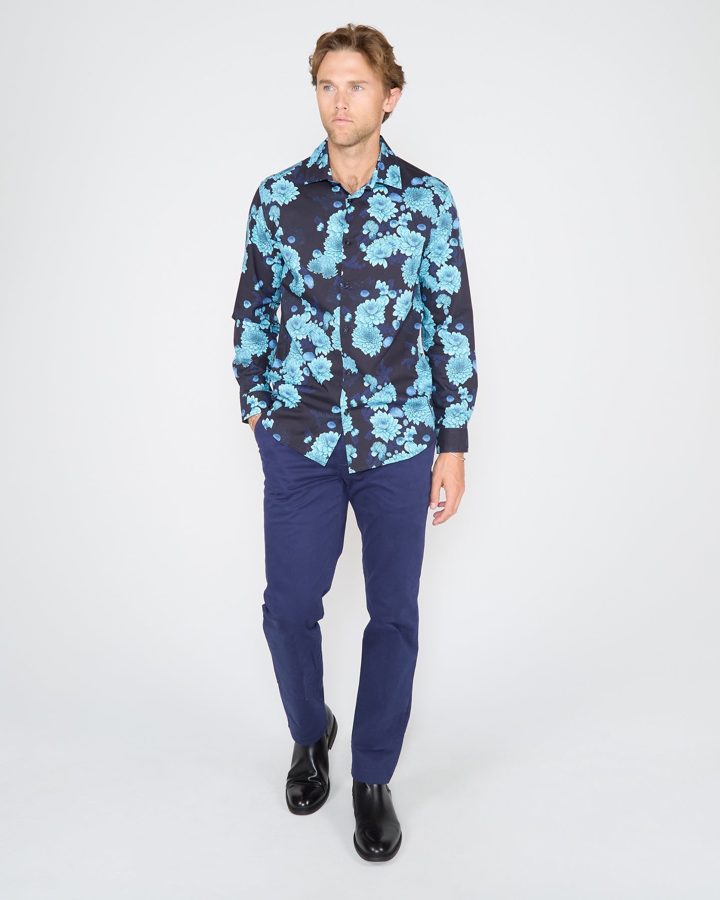 NIGEL SERIOUS FLORAL SHIRT - NAVY
