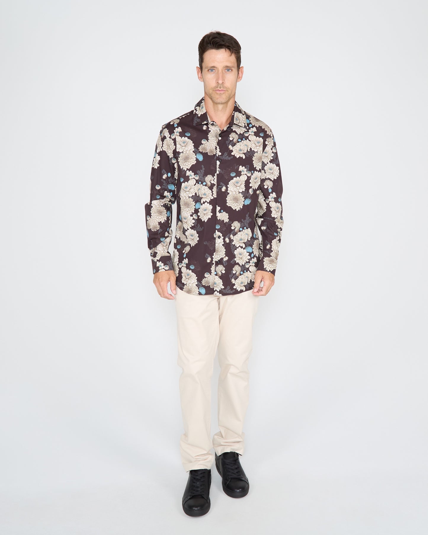 NIGEL SERIOUS FLORAL SHIRT - BLACK