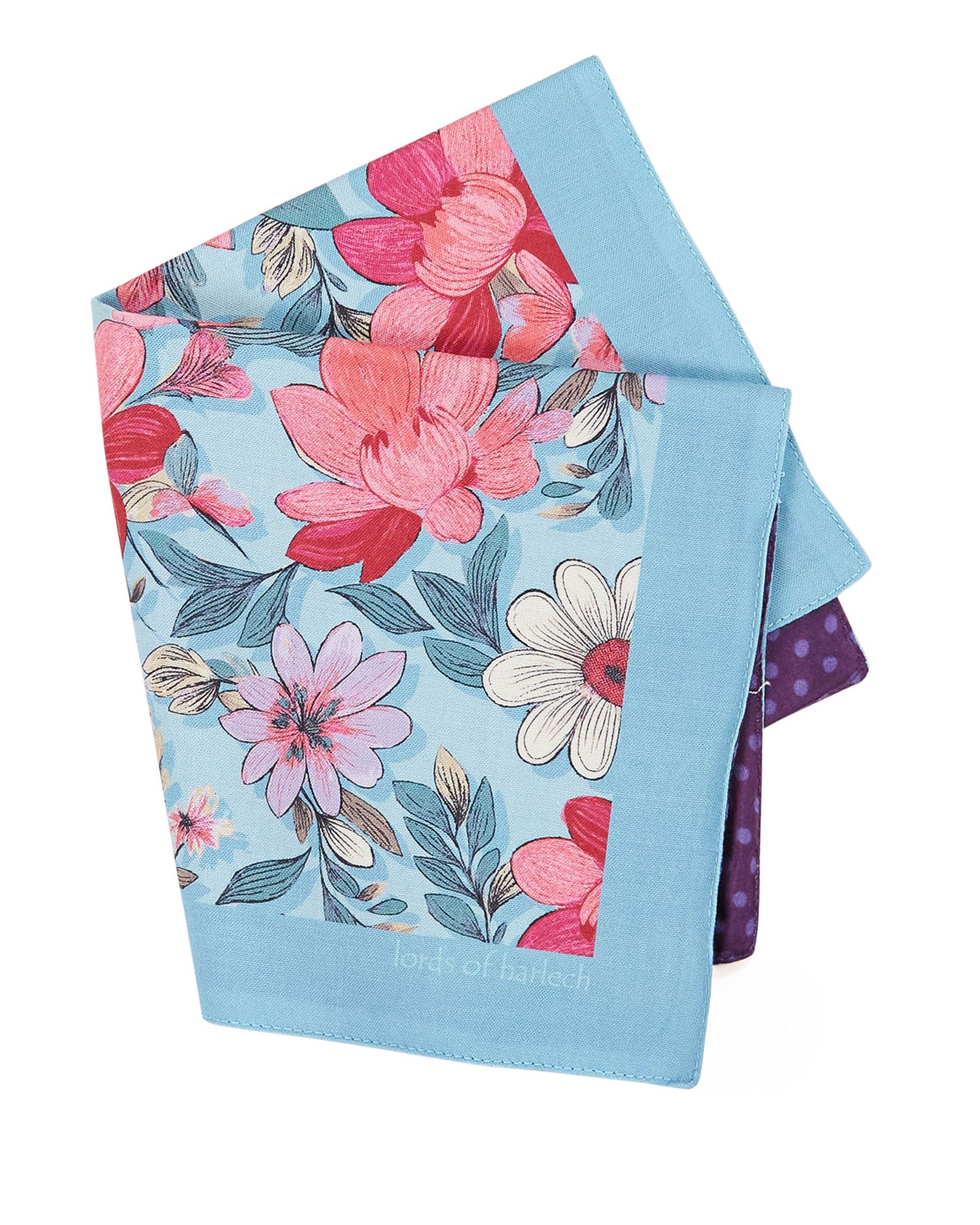 HUDSON CATALAN FLORAL MERINO HANDKERCHIEF POCKET SQUARE - TEAL