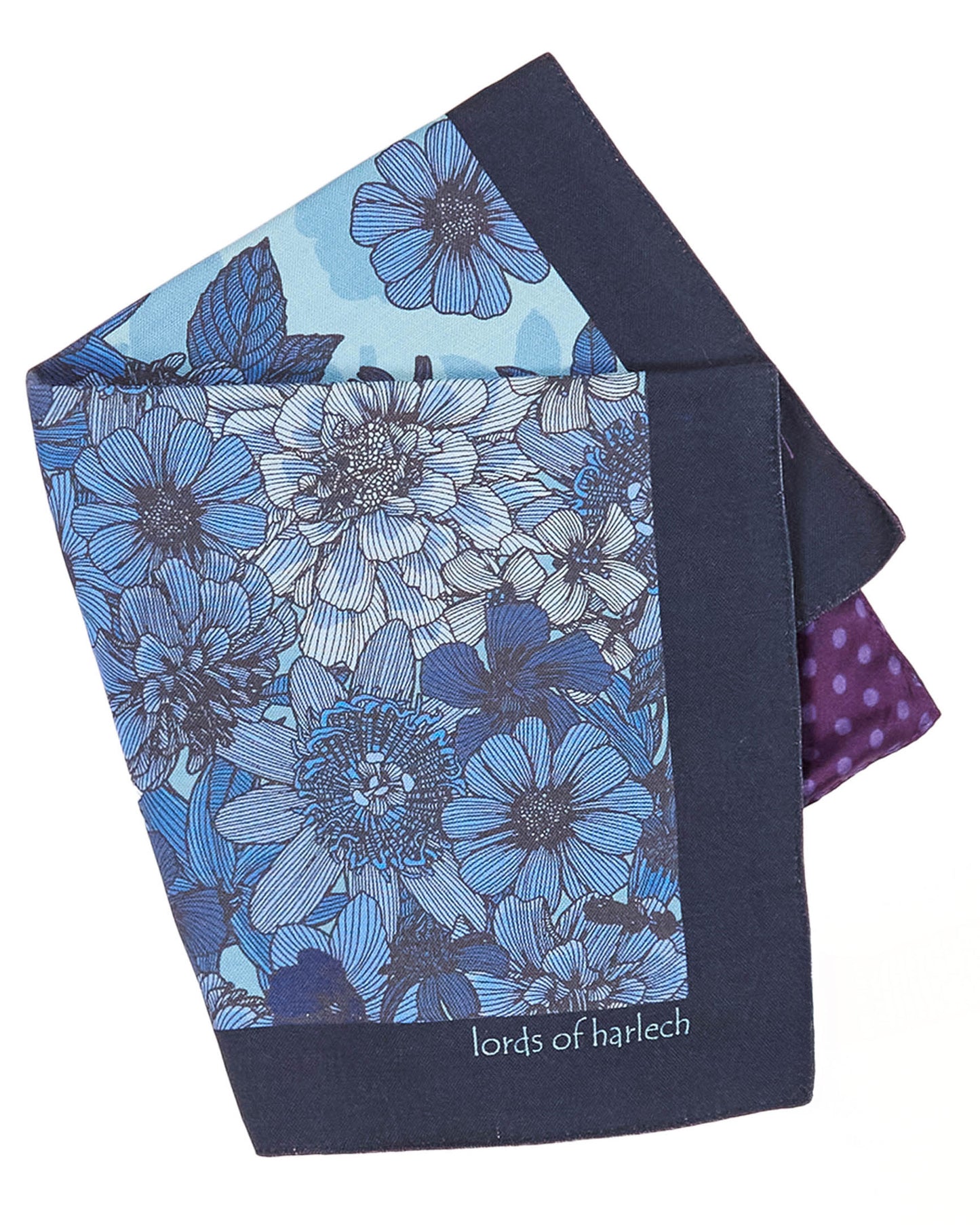 HUDSON VALENCIA FLORAL MERINO HANDKERCHIEF POCKET SQUARE - TEAL