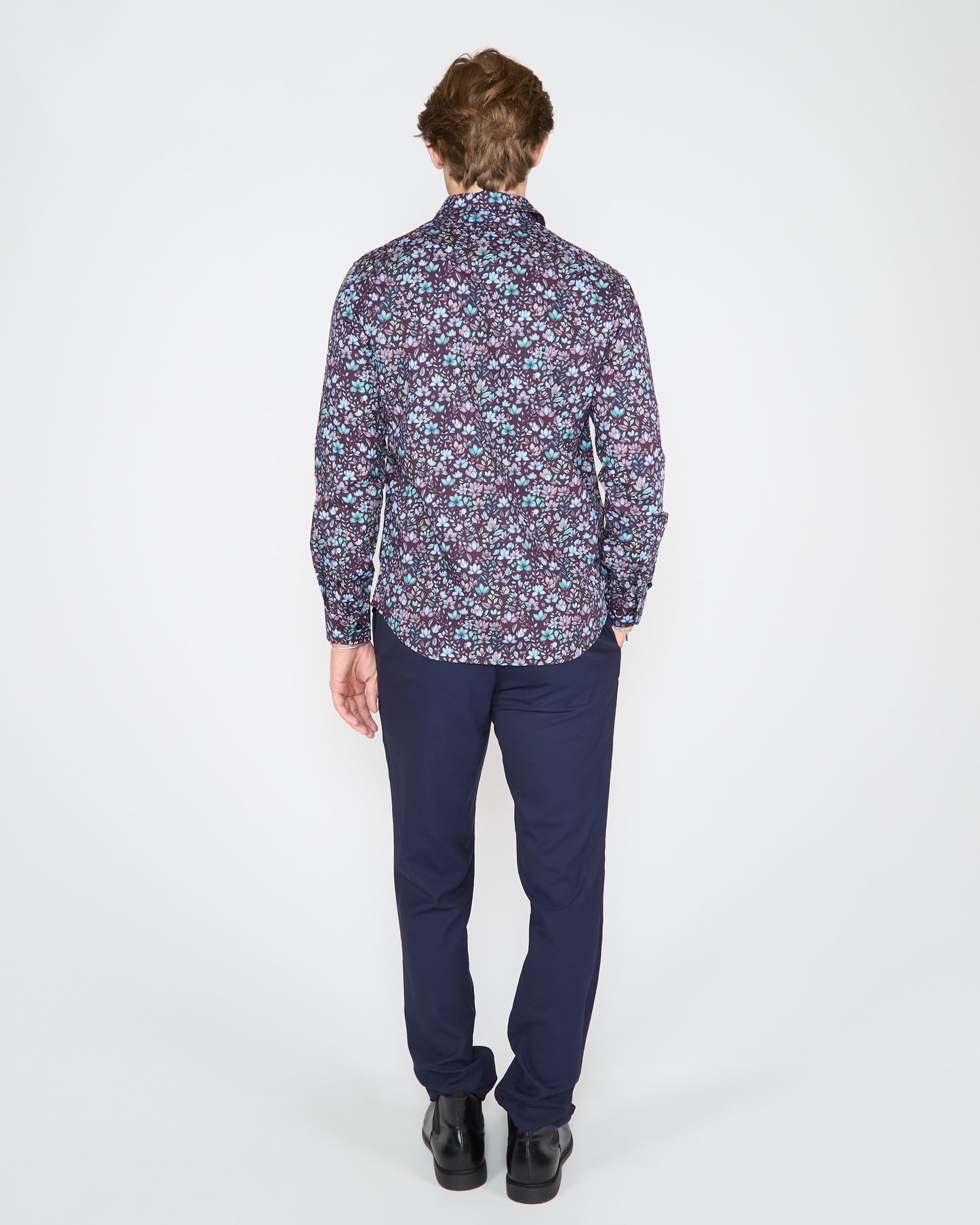 NICOLI MYSTIC FLORAL COTTON SHIRT - PLUM