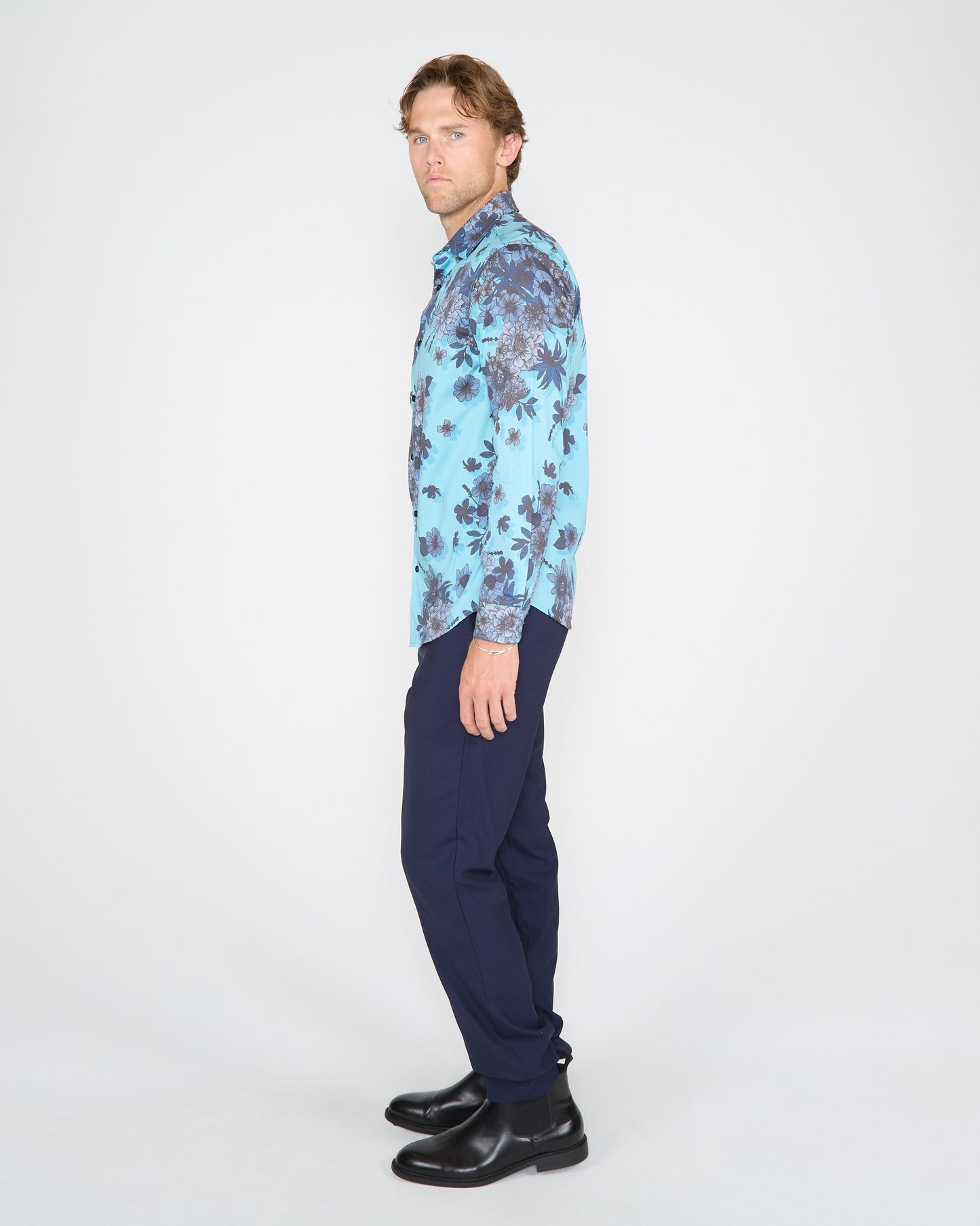 NICOLI VALENCIA FLORAL COTTON SHIRT - TEAL