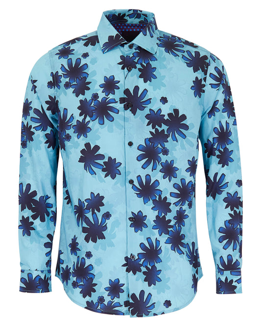 NORMAN RAMBLE FLORAL SHIRT - TEAL