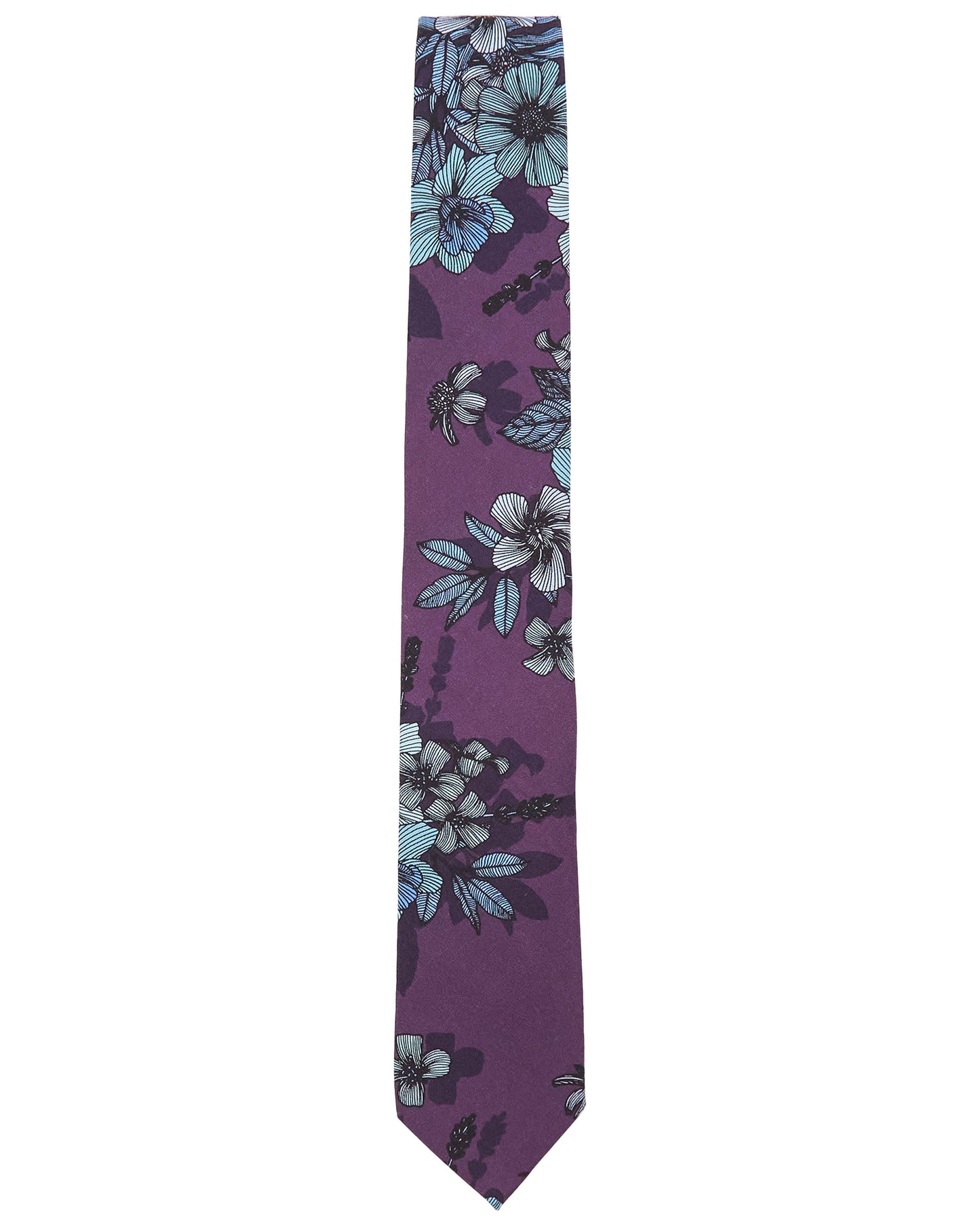 TADDEO VALENCIA FLORAL MERINO TIE - PLUM
