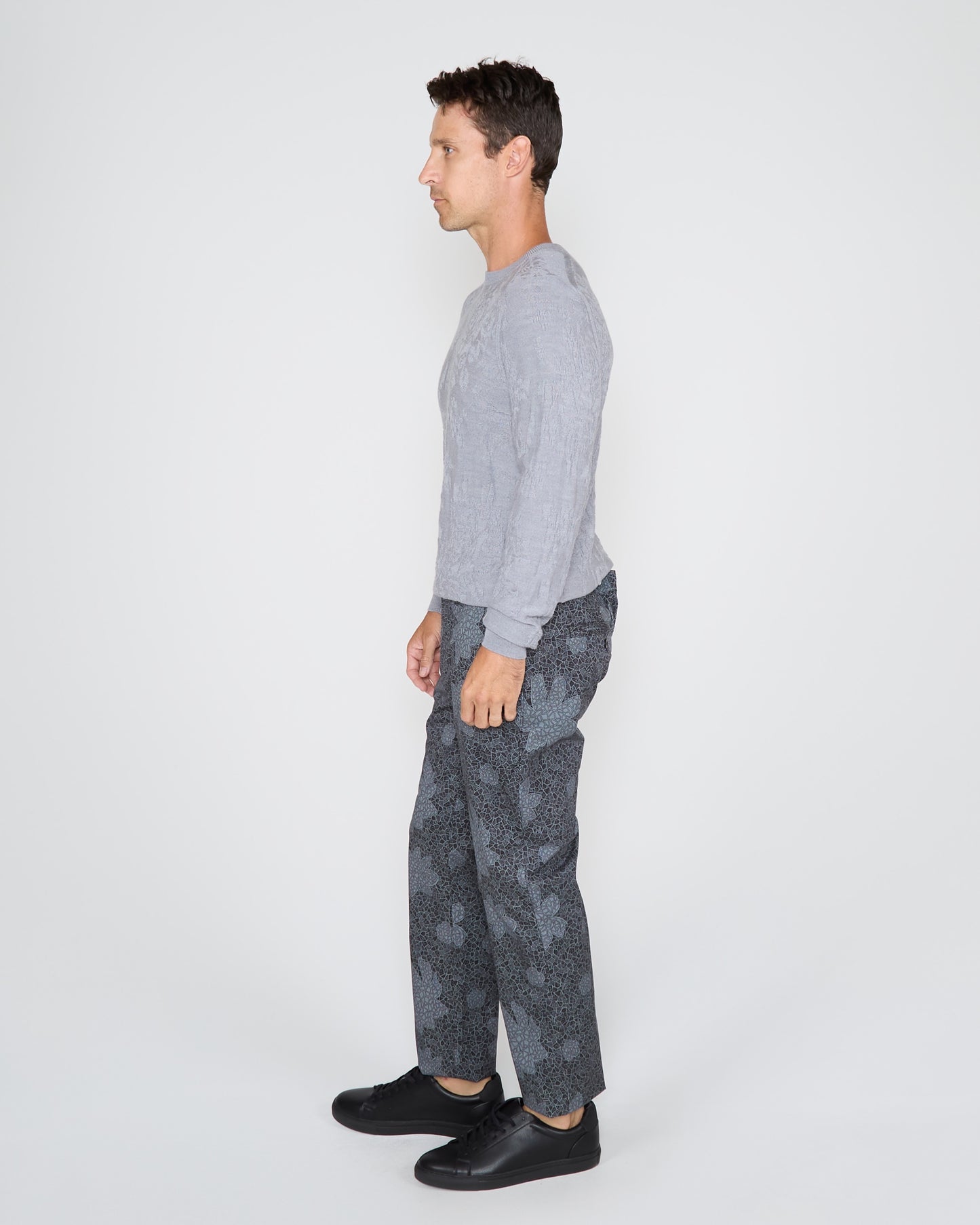 CHARLES FLORAL TILES PANT - SMOKE
