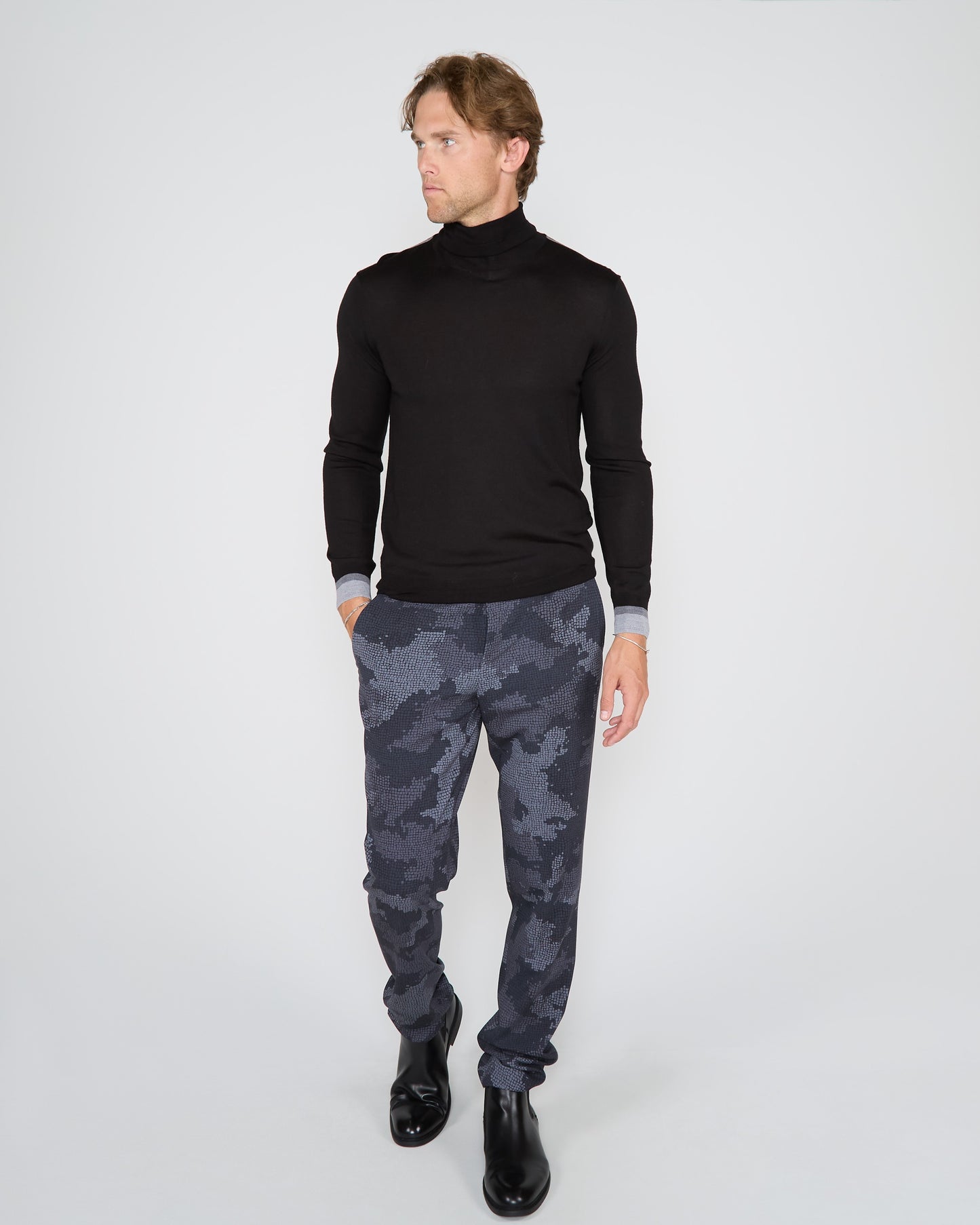 PAXTON CAMO MOSAIC TAILORED WOOL PANT - COAL