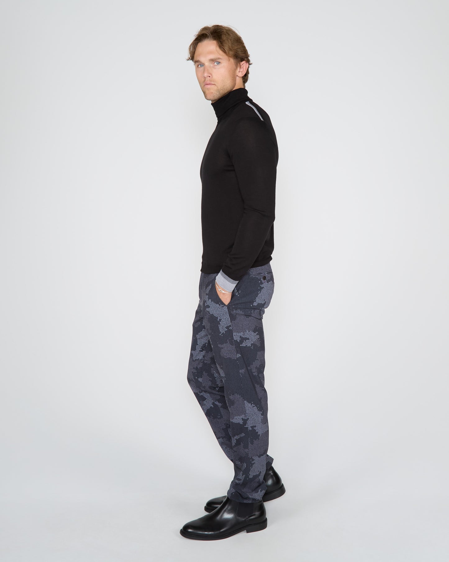 PAXTON CAMO MOSAIC TAILORED WOOL PANT - COAL