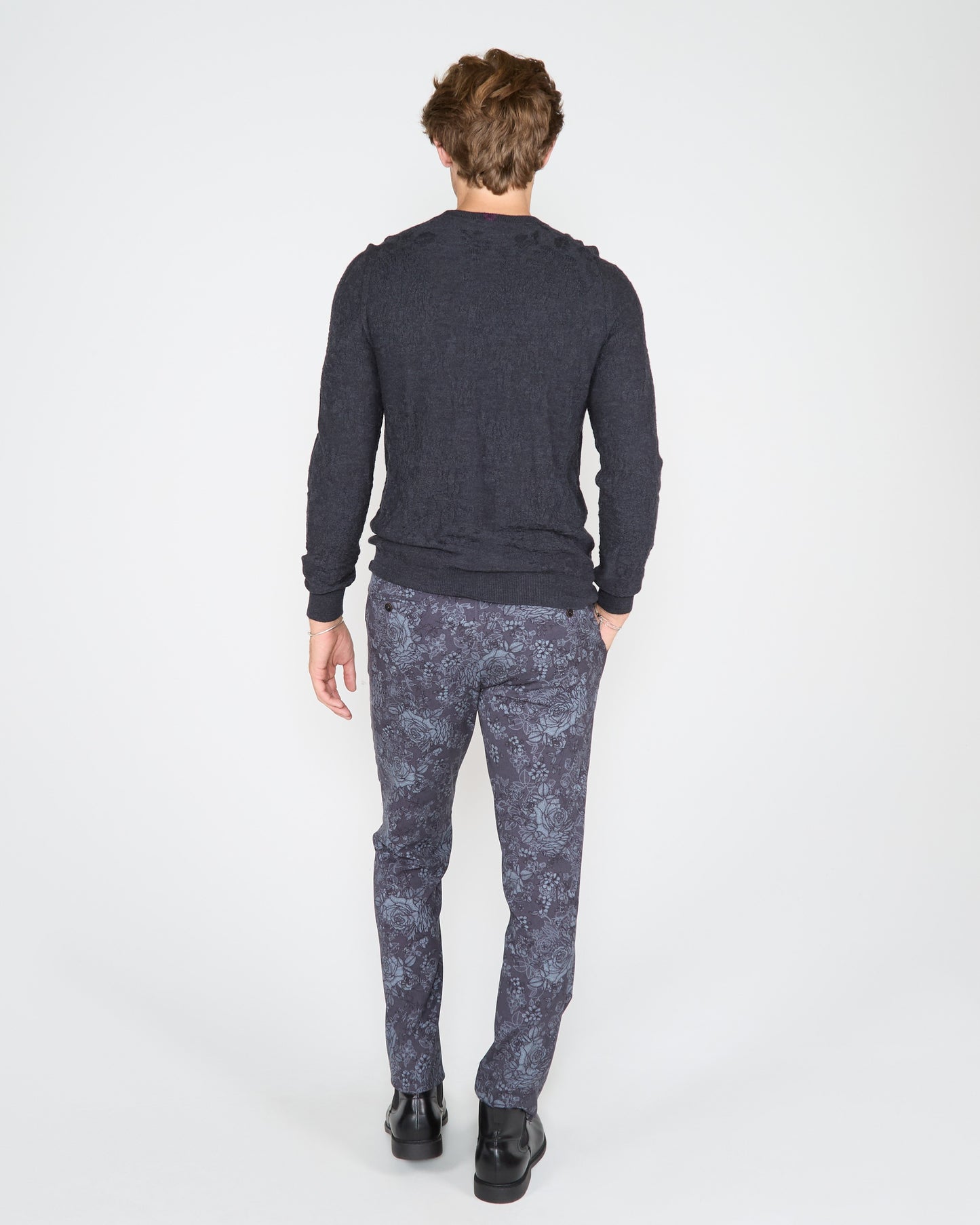 PAXTON ROMA FLORAL TAILORED WOOL PANT - CHAR