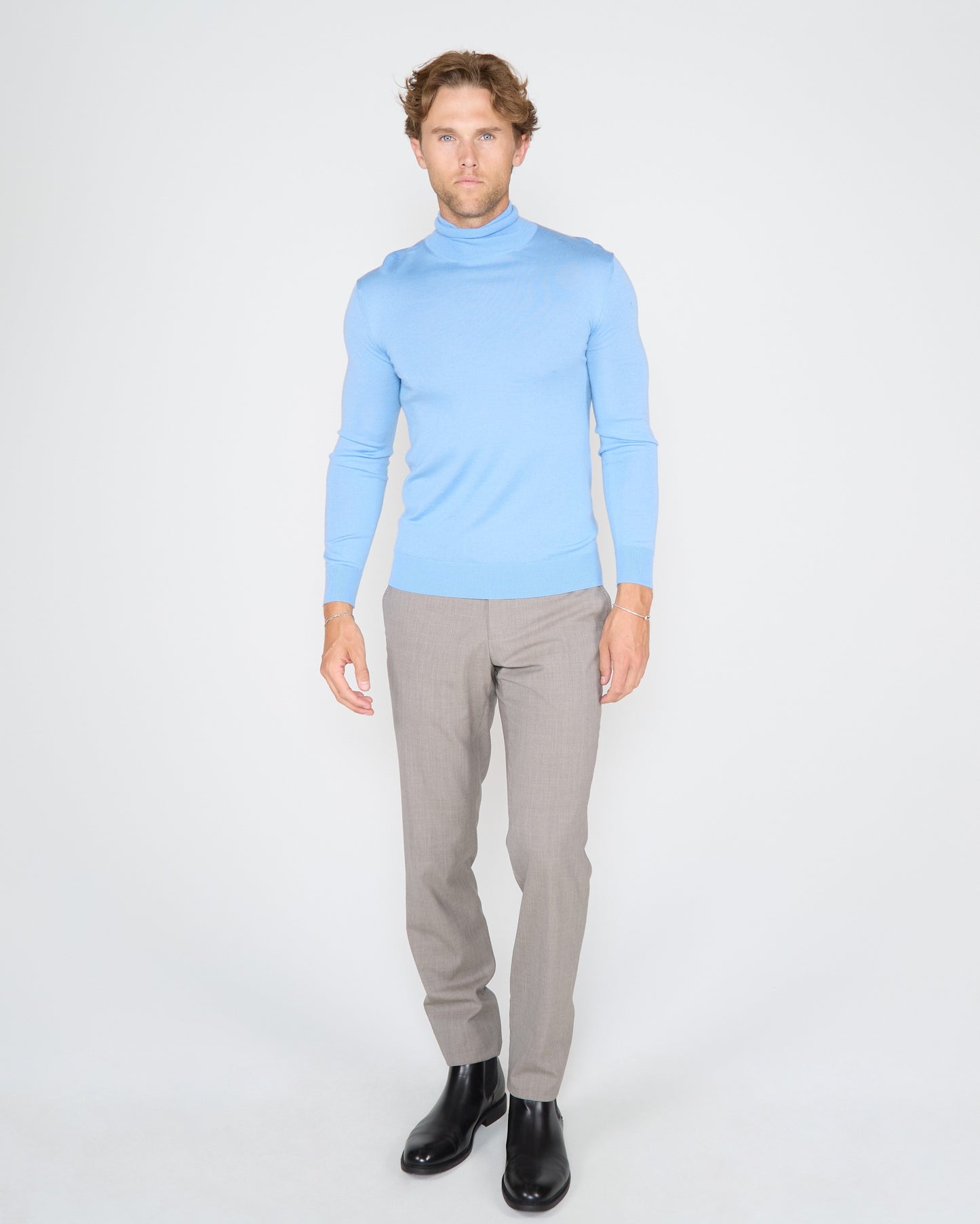 RONAN MERINO TURTLENECK SWEATER - SKY